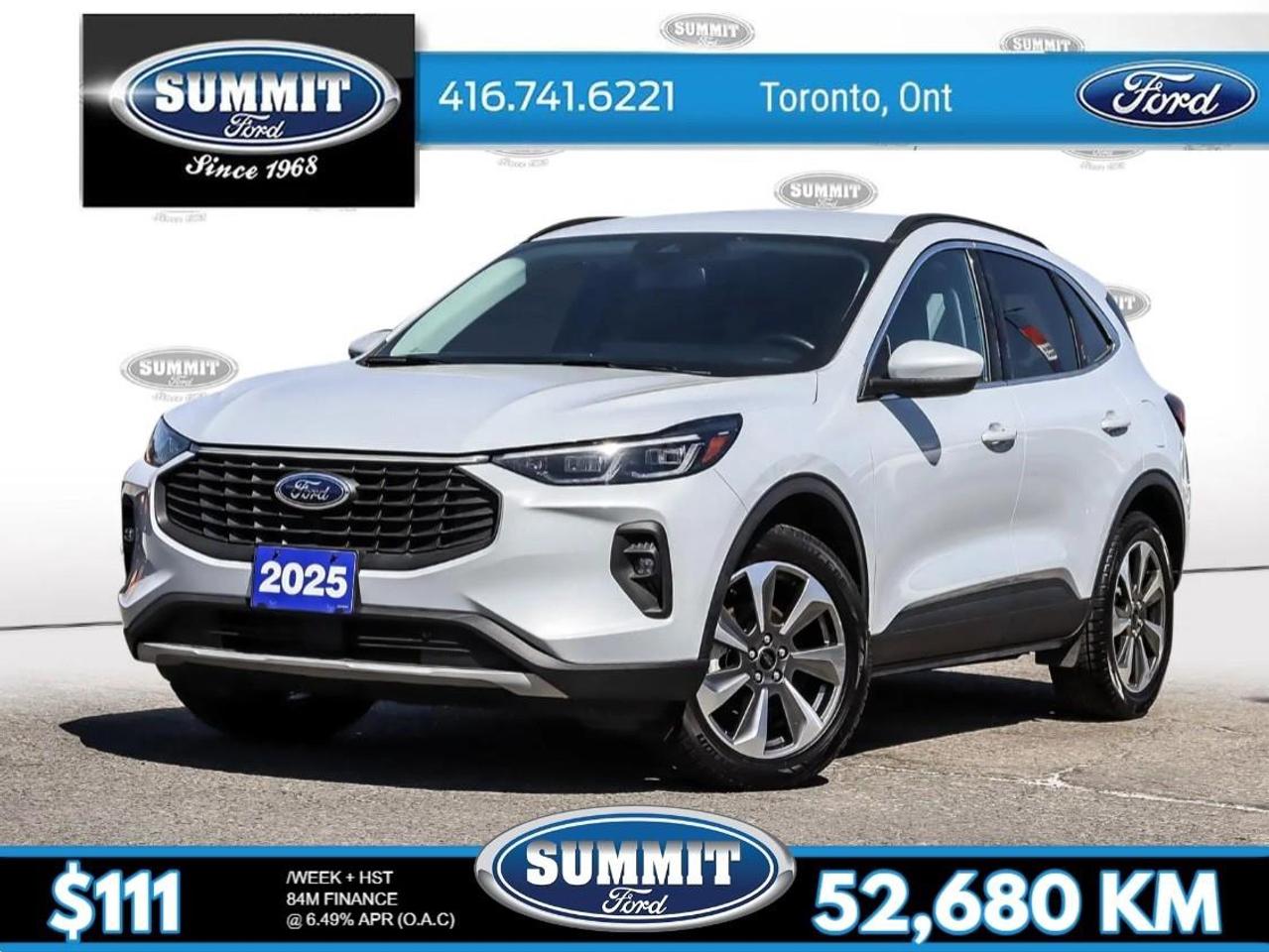 <p>Introducing the 2025 Ford Escape Platinum AWD in a remarkable Vapor Blue Metallic finish. This all-wheel-drive SUV is designed to offer exceptional handling and performance, making it a great choice for Canadian roads.</p><p>The stylish exterior boasts a modern design, enhanced by alloy wheels that complement its sophisticated look. Inside, youll find a spacious black leather interior equipped with a host of premium features that ensure comfort and convenience, from heated seats and a heated steering wheel to power seats and windows.</p><p>Stay connected and safe with advanced technology, including a state-of-the-art navigation system, a backup camera, and smart device integration. The Escape is packed with safety and driver assistance features like lane assist, adaptive cruise control, and parking sensors, offering peace of mind on every journey.</p><p>Perfect for families and tech-savvy adventurers, this Ford Escape is ideal for those who desire comfort, style, and cutting-edge technology. Contact Summit Ford today to learn more about the 2025 Ford Escape Platinum AWD and schedule a test drive!</p>