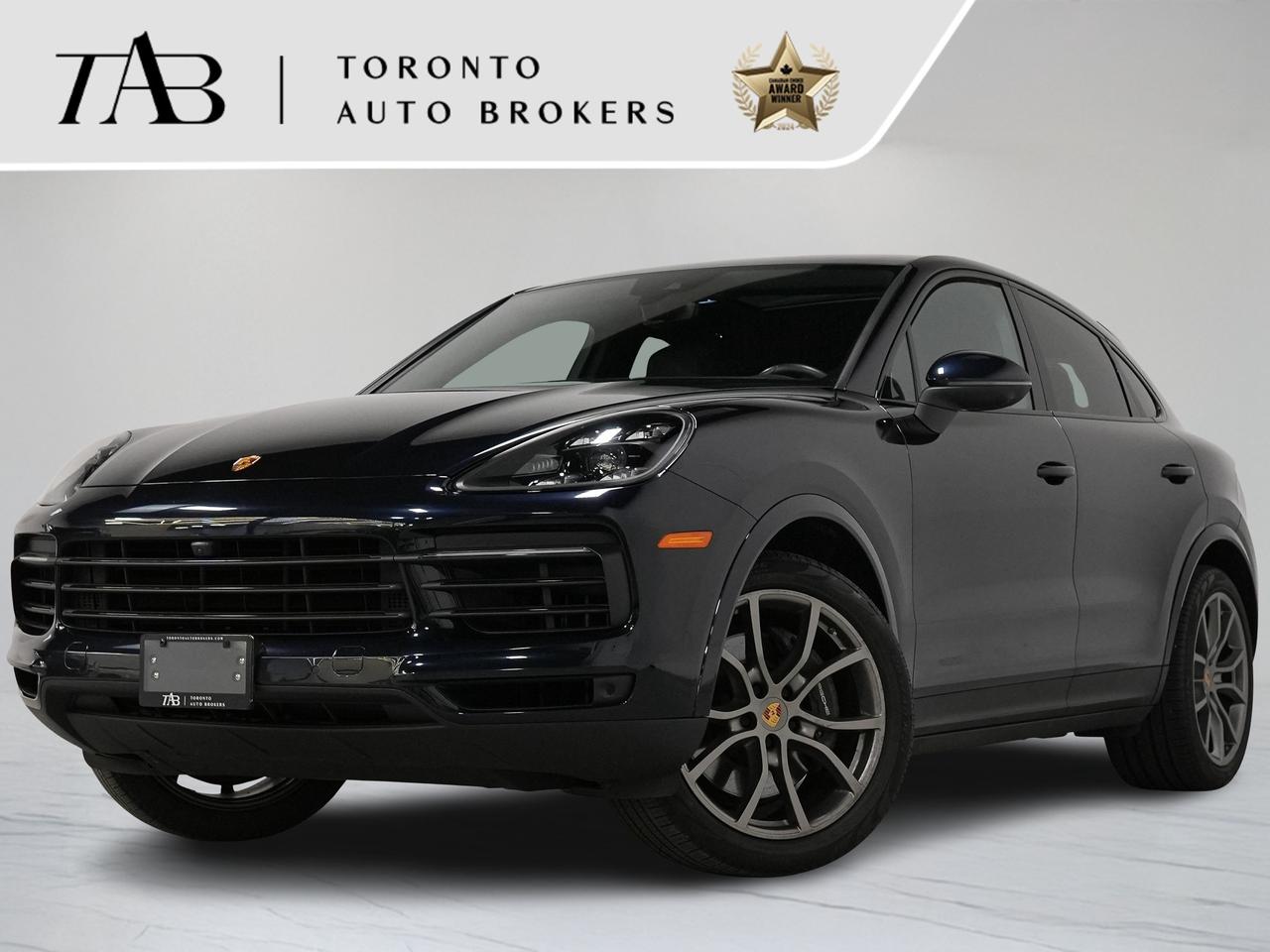This 2021 Porsche Cayenne Coupe is a local Ontario vehicle with remaining manufacturer warranty until August 27th 2027 with unlimited mileage, offering the perfect blend of Porsche performance, luxury, and sporty coupe-inspired design. Powered by a responsive turbocharged engine, the Cayenne Coupe delivers dynamic handling, refined comfort, and everyday practicality while maintaining the unmistakable driving characteristics Porsche is known for. With its sleek roofline, premium interior finishes, and advanced technology, this SUV offers an exceptional driving experience both in the city and on long-distance journeys.

Key Features:

Premium Package Plus &mdash; $8,090
21" Cayenne Exclusive Design Wheels in Satin Platinum incl. Wheel Arch Extensions in Exterior Color &mdash; $5,010
Surround View &mdash; $1,360
Sport Tailpipes in Black &mdash; $1,090
Moonlight Blue Metallic &mdash; $910
LED-Matrix Design Headlights in Black incl. Porsche Dynamic Light System Plus (PDLS+) &mdash; $660
Lane Change Assist
Front and Rear Parking Sensors
Surround View Camera System
Power Liftgate
Comfort Access Keyless Entry
Ambient Interior Lighting
Dual-Zone Automatic Climate Control
Sport Chrono Package

NOW OFFERING 3 MONTH DEFERRED FINANCING PAYMENTS ON APPROVED CREDIT. 

WE OFFER THE BEST FINANCE RATES, AND DONT CHARGE ANY FINANCING FEE

Looking for a top-rated pre-owned luxury car dealership in the GTA? Look no further than Toronto Auto Brokers (TAB)! Were proud to have won multiple awards, including the 2024 AutoTrader Best Priced Dealer, the 2026 Best in Business award, the 2025 CarGurus Award, the 2026 Top Choice Award, the 2026 Dealer Rater Consumer Satisfaction Award, the 2026 Canadian Choice Award, the 2026 Three Best Rated Dealer Award, and many more!

With 30 years of experience serving the Greater Toronto Area, TAB is a respected and trusted name in the pre-owned luxury car industry. Our 30,000 sq.Ft indoor showroom is home to a wide range of luxury vehicles from top brands like BMW, Mercedes-Benz, Audi, Porsche, Land Rover, Jaguar, Aston Martin, Bentley, Maserati, and more. And we dont just serve the GTA, were proud to offer our services to all cities in Canada, including Vancouver, Montreal, Calgary, Edmonton, Winnipeg, Saskatchewan, Halifax, and more.

At TAB, were committed to providing a no-pressure environment and honest work ethics. As a family-owned and operated business, we treat every customer like family and ensure that every interaction is a positive one. Come experience the TAB Lifestyle at its truest form, luxury car buying has never been more enjoyable and exciting!

We offer a variety of services to make your purchase experience as easy and stress-free as possible. From competitive and simple financing and leasing options to extended warranties, aftermarket services, and full history reports on every vehicle, we have everything you need to make an informed decision. We welcome every trade, even if youre just looking to sell your car without buying, and when it comes to financing or leasing, we offer same day approvals, with access to over 50 lenders, including all of the banks in Canada. Feel free to check out your own Equifax credit score without affecting your credit score, simply click on the Equifax tab above and see if you qualify.


Call us today or visit our website to learn more about our inventory and services. And remember, all prices exclude applicable taxes and licensing, and vehicles can be certified at an additional cost of $999.