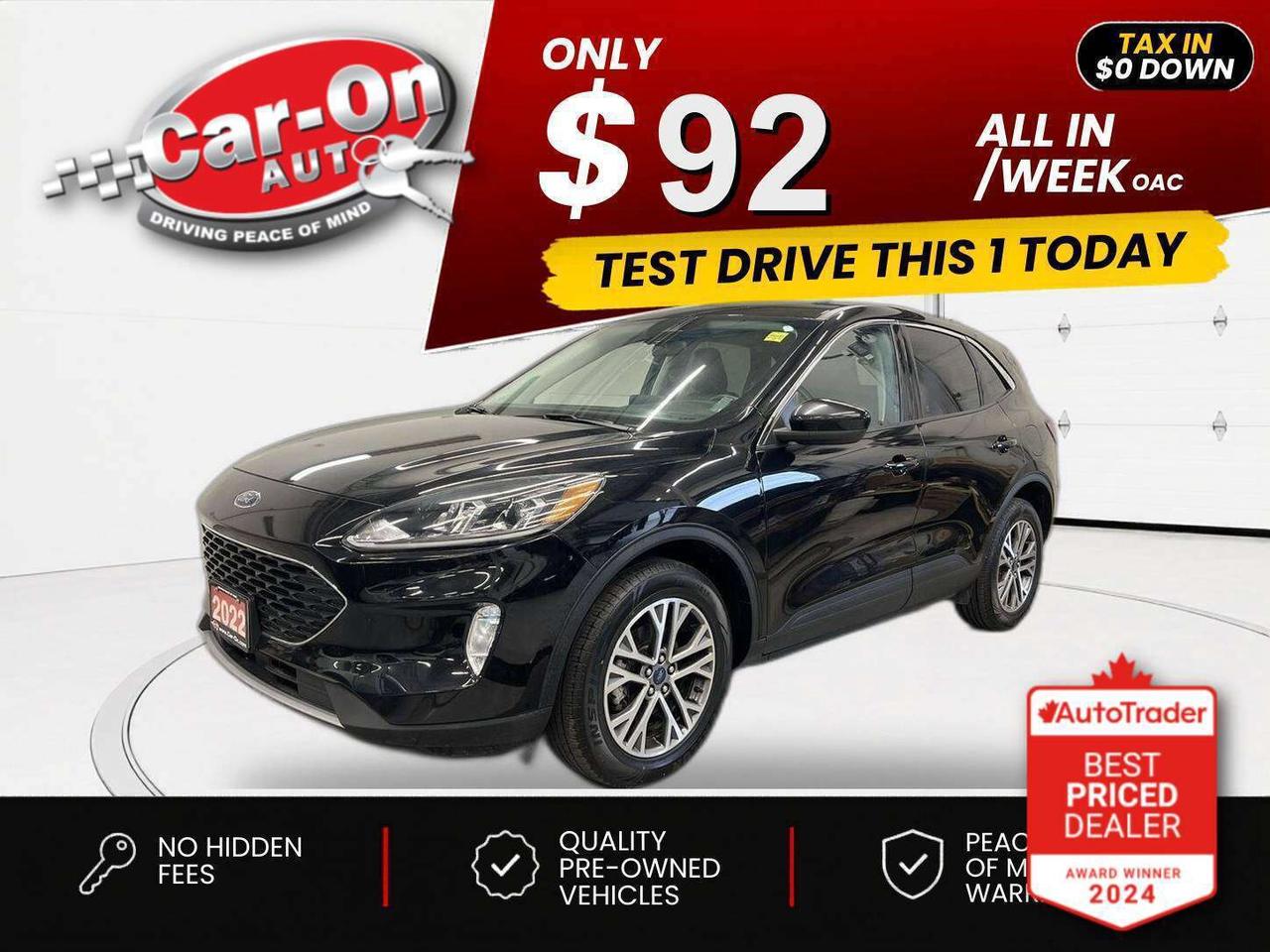 $0 DOWN $92/WEEK ALL IN INCLUDING ONTARIO TAXES O.A.C* SEL ALL-WHEEL DRIVE!! Leather, heated seats & steering, 8-inch touchscreen w/ navigation, remote start, blind spot monitor, rear cross-traffic alert, pre-collision system, lane keep assist, adaptive cruise control, backup camera w/ rear park sensors, Android Auto/ Apple CarPlay, 18-inch alloys, dual-zone climate control, automatic headlights w/ auto highbeams, keyless entry w/ push start, power liftgate, full power group incl. power seat, leather-wrapped steering wheel, Bluetooth and Sirius XM!!
