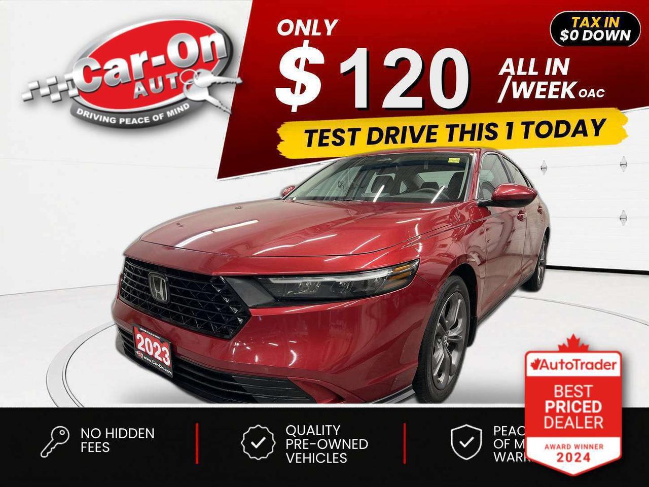 $0 DOWN $120/WEEK ALL IN INCLUDING ONTARIO TAXES O.A.C* Sunroof, heated seats, Android Auto/ Apple CarPlay, remote start, 17-inch alloys, adaptive cruise control, blind spot monitor, rear cross-traffic alert, pre-collision system, lane departure warning, traffic jam assist, backup camera, dual-zone climate control, keyless entry w/ push start, power seat, power windows, power locks, power mirrors, automatic headlights w/ auto highbeams and Bluetooth!!*This car was used as a previous daily rental*