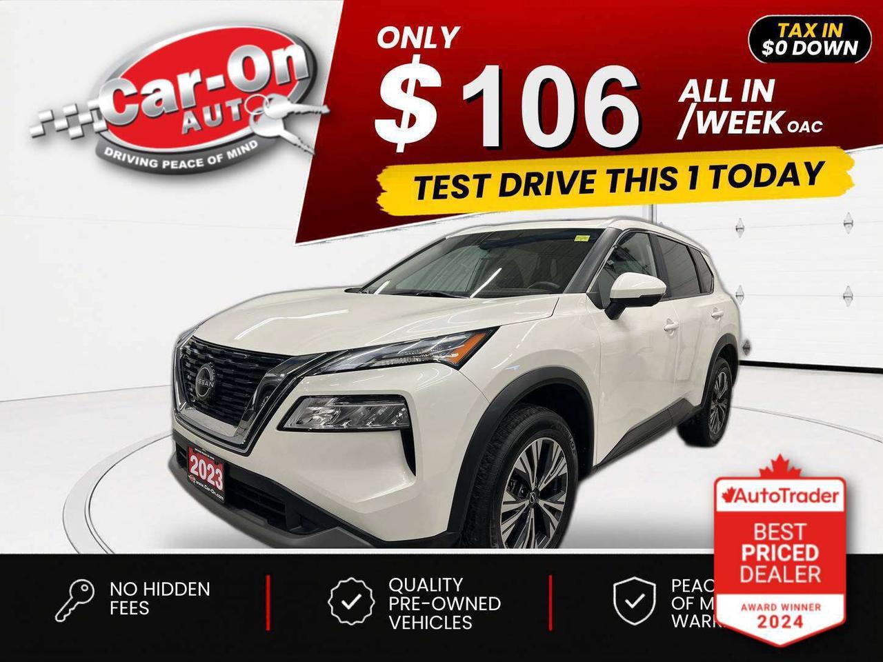 $0 DOWN $106/WEEK ALL IN INCLUDING ONTARIO TAXES O.A.C* LOADED SV ALL-WHEEL DRIVE!! Panoramic sunroof, Android Auto/ Apple CarPlay, heated seats & steering, 360 camera w/ rear park sensors, remote start, 18-inch alloys, adaptive cruise control, ProPILOT assist, blind spot monitor, rear cross-traffic alert, pre-collision system, lane departure warning, dual-zone climate control, keyless entry w/ push start, paddle shifters, power seat, power mirrors, power windows, power locks, automatic headlights w/ auto highbeams, Bluetooth, drive mode selector and Sirius XM!!*This car was used as a previous daily rental*