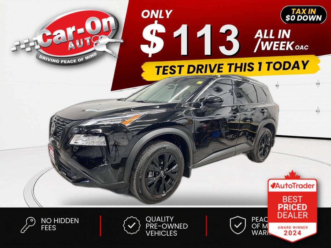 $0 DOWN $113/WEEK ALL IN INCLUDING ONTARIO TAXES O.A.C* ONLY 29,000KMS!! LOADED SV MIDNIGHT EDITION ALL-WHEEL DRIVE!!! Leather, panoramic sunroof, heated front & rear seats, heated steering, 360 camera w/ rear park sensors, 18-inch black alloys, remote start, Pro PILOT Asist, blind spot monitor, rear cross-traffic alert, pre-collision system, lane departure warning, Android Auto/ Apple CarPlay, dual-zone climate control, automatic headlights w/ auto highbeams, keyless entry w/ push start, rear sunshades, power liftgate, full power group incl. power seat, paddle shifters, cruise control, Bluetooth, drive mode selector and Sirius XM!!