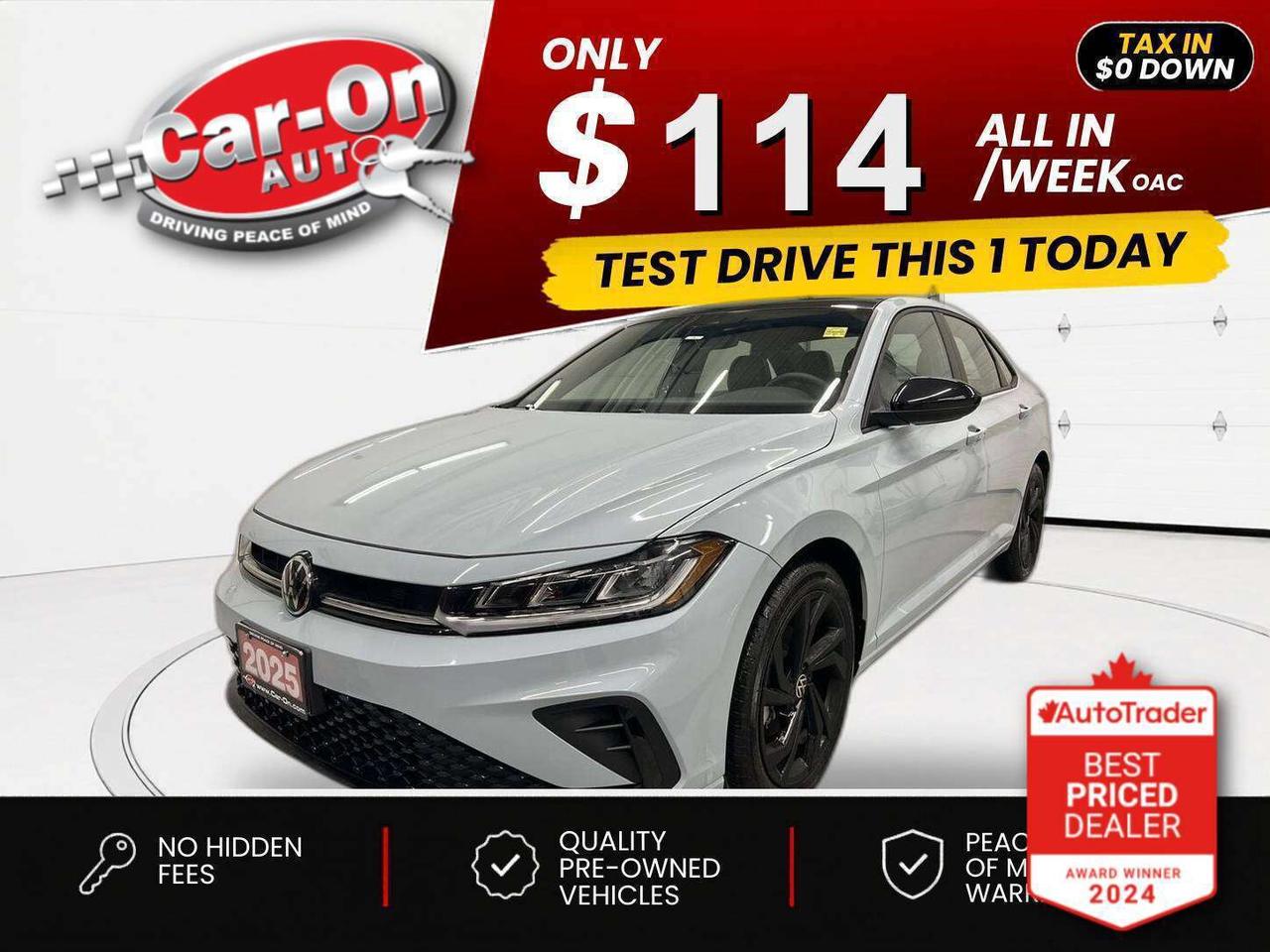$0 DOWN $114/WEEK ALL IN INCLUDING ONTARIO TAXES O.A.C* LIKE NEW W/ ONLY 2,000KMS!! Comfortline w/ Sunroof, heated seats, wireless Android Auto/ Apple CarPlay, remote start, adaptive cruise control, blind spot monitor, rear cross-traffic alert, pre-collision system, backup camera, dual-zone climate control, keyless entry w/ push start, rain-sensing wipers, power seat, power windows, power mirrors, power locks, automatic headlights, Bluetooth and Sirius XM!!
