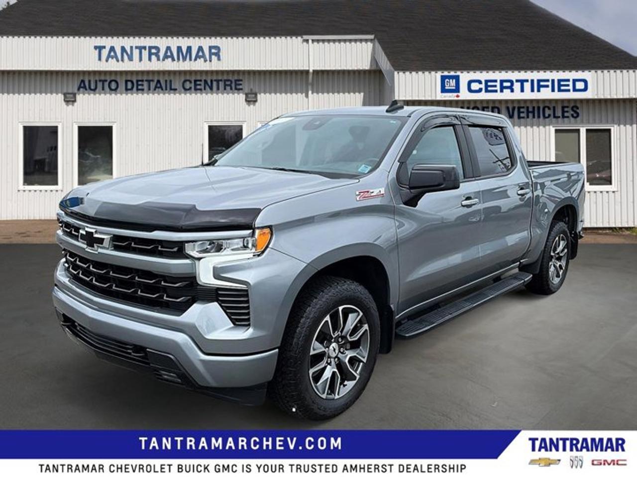 Recent Arrival! Sterling Gray Metallic 2023 Chevrolet Silverado 1500 RST 4WD 10-Speed Automatic EcoTec3 5.3L V8Value Market Pricing, 10-Speed Automatic, 4WD, Jet Black Cloth.Certified. Certification Program Details: GM Certified details. 3 months 05 5000km (whichever comes first) which can be extended or upgraded to an even more comprehensive Certified Pre-owned Vehicle Protection Plan. 150+ Point Inspection.24/7 roadside assistance for 3 months or 5000kms . 1-month Onstar trial and sign up for a paid plan to enjoy the first two months on us. GM Owner Centre and Mobile App. Free SiriusXM Trial. Rates as low as 3.99% on Eligible Certified Pre owned Models Exchange policy is 30 days 0r 2500kms ,whichever comes first