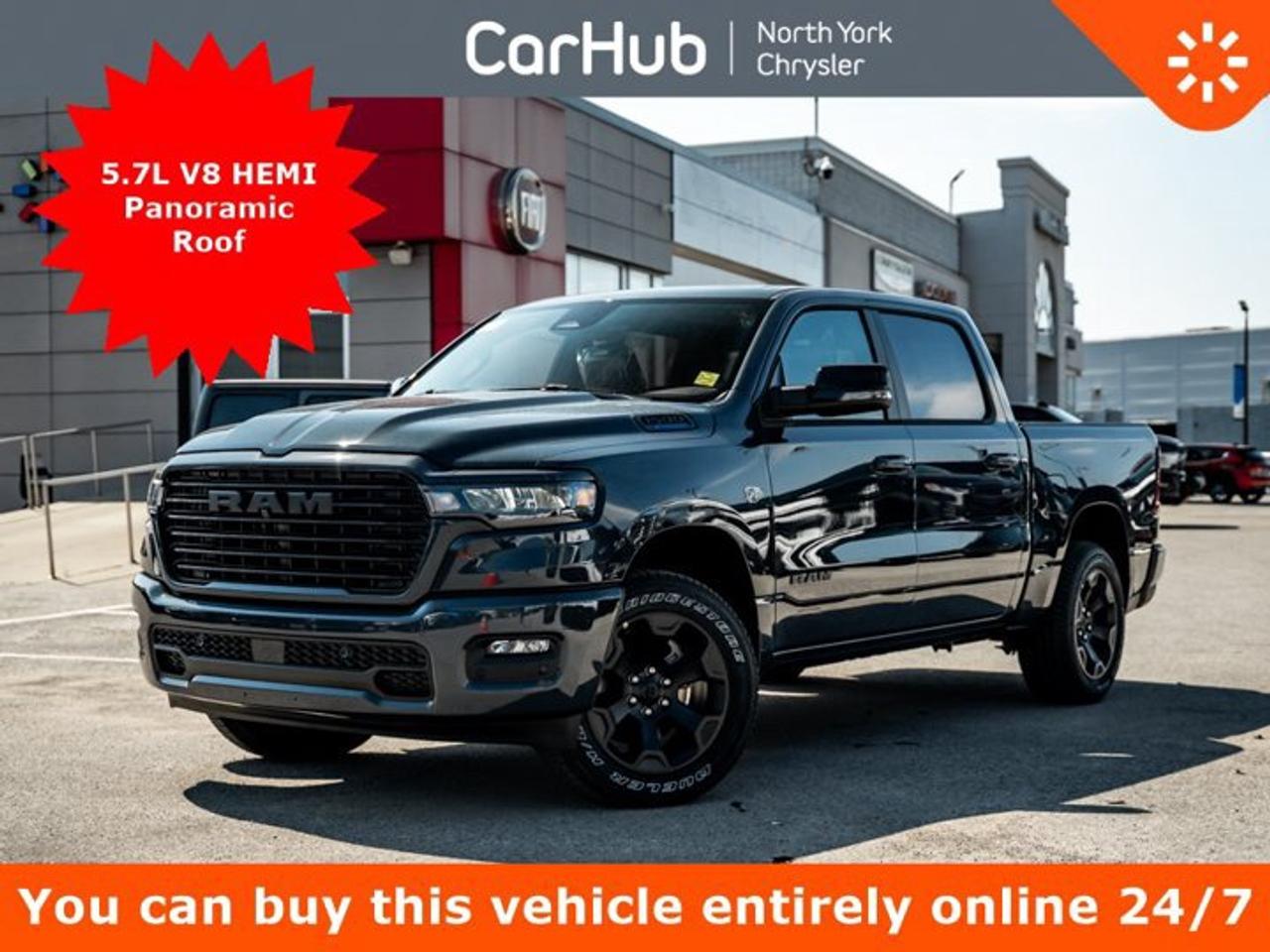 <p> This Ram 1500 delivers a Gas/Electric V-8 5.7 L/345 engine powering this Automatic transmission. ENGINE: 5.7L HEMI VVT V8 W/MDS & ETORQUE  -inc: 48-Volt Belt Starter Generator, Heavy-Duty Engine Cooling, Passive Tuned Mass Damper, Delete Alternator, HEMI Badge, Passive Cold End Exhaust, 18 Aluminum Spare Wheel, Wheels: 20 x 9 Aluminum Painted Clad, Voice Recorder. <p>This Ram 1500 Comes Equipped with These Options <br /> Vinyl Door Trim Insert, Variable Intermittent Wipers, Valet Function, USB Mobile Projection, Trip Computer, Transmission: 8-Speed Automatic, Transmission w/Driver Selectable Mode, Trailer Wiring Harness, Tires: 275/55R20 OWL All-Season, Tire Specific Low Tire Pressure Warning. </p> <p>Drive Happy with CarHub<br>*** All-inclusive, upfront prices  no haggling, negotiations, pressure, or games*** Purchase or lease a vehicle and receive a $1000 CarHub Rewards card for service. *** All available manufacturer rebates have been applied and included in our new vehicle sale price*** Purchase this vehicle fully online on CarHub websites</p> <p>Transparency Statement<br>USED VEHICLES:Online prices and payments are for finance purchases  please note there is a $850 safety certification fee. if not Certified, then as per OMVIC Regulations the vehicle is deemed to be not drivable and Not Certified. Cash purchases for used vehicles have a $2,350 surcharge which includes the safety certification (the finance price + $2,350).NEW VEHICLES:New financed vehicles are subject to an $ 850 Processing Fee. New cars priced at over $100,000 including add-ons or accessories are subject to the additional federal luxury tax.While every effort is taken to avoid errors, technical or human error can occur, so please confirm vehicle features, options, materials, and other specs with your CarHub representative. This can easily be done by calling us or by visiting us at the dealership. CarHub used vehicles come standard with 1 key. If we receive more than one key from the previous owner, we include them with the vehicle. Additional keys may be purchased at the time of sale. Ask your Product Advisor for more details. Payments are only estimates derived from a standard term/rate on approved credit. Terms, rates and payments may vary. Prices, rates and payments are subject to change without notice. Please see our website for more details.</p>