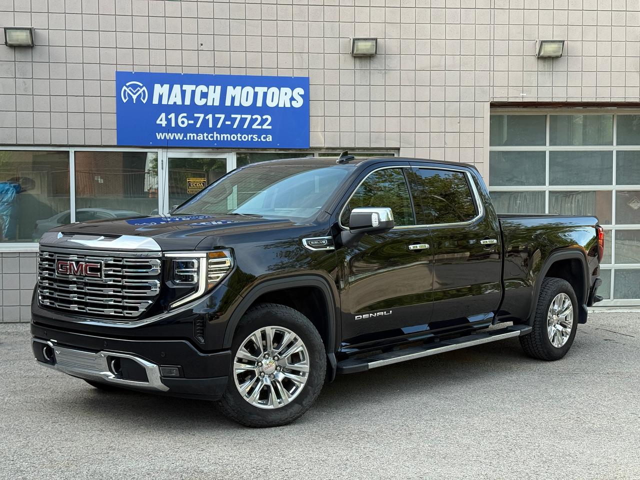 <h3>Price: $63,500 + applicable fees and HST<br><br>2024 GMC Sierra 1500 Denali | 4WD Crew Cab Pickup</h3><p><strong>5.3L V8 Engine (Gasoline) | Automatic Transmission | Four-Wheel Drive (4WD)</strong><br>🧾 <strong>Clean Title</strong> | 💎 <strong>Excellent Condition</strong></p><hr><h3>⭐ Key Features:</h3><ul><li><p>30,000 KM</p></li><li><p>5.3L V8 Engine with Powerful Towing Capability</p></li><li><p>Denali Top Trim with Premium Luxury Interior</p></li><li><p>Trailer & Towing Package</p></li><li><p>Heated & Ventilated Leather Seats with Memory</p></li><li><p>Power Sunroof</p></li><li data-section-id=l85gbm data-start=638 data-end=681>Bose Premium Audio System</li></ul><hr><h3>🛡️ Safety Features:</h3><ul><li><p>Forward Collision Alert with Automatic Emergency Braking</p></li><li>Lane Keep Assist with Lane Departure Warning</li><li><p>Blind Zone Steering Assist with Rear Cross Traffic Braking</p></li></ul><ul><li>HD Surround Vision (360&deg; Camera) with Front & Rear Parking Sensors</li></ul><ul><li>Adaptive Cruise Control</li></ul><hr><p>📄 <strong>Carfax & AutoCheck Reports Available</strong><br>🛡️ <strong>Extended Warranty Packages Available at Extra Cost</strong><br>💰 <strong>Financing Options for All Credit Types</strong></p><hr><h3>📌 Match Motors Terms, Conditions & Disclaimers</h3><p>Welcome to <strong>Match Motors</strong>, your trusted source for quality pre-owned vehicles in <strong>North York</strong> and across the <strong>Greater Toronto Area (GTA)</strong>.</p><p>We are a proud member of the <strong>Used Car Dealers Association of Ontario (UCDA)</strong> and a <strong>registered dealer with OMVIC</strong> &mdash; committed to transparency, quality, and exceptional customer service.</p><p>Every vehicle includes a <strong>CARFAX</strong> and <strong>AutoCheck</strong> history report, with <strong>no hidden fees</strong>.</p><hr><h3>🔧 Certification & Safety</h3><p>In accordance with OMVIC regulations, please be advised that the vehicle being offered is <strong>not currently certified, e-tested, or drivable</strong>.</p><ul><li><p>Certification is available for an additional fee&nbsp;of <strong>$895</strong></p></li><li><p>Some vehicles may be sold in <strong>non-certified condition only</strong>.</p></li></ul><hr><h3>💸 Financing Options</h3><p>We offer <strong>financing solutions for all credit types</strong> &ndash; good credit, bad credit, or no credit.</p><ul><li><p>Rates start at <strong>6.99% (O.A.C.)</strong></p></li><li><p><strong>Finance fees</strong> and <strong>bank-required fees</strong> are <strong>not included</strong></p></li></ul><hr><h3>💰 Pricing & Images</h3><ul><li><p>Prices <strong>do not include</strong> HST, safety fee, finance fee, or licensing fees (<strong>TBD</strong>).</p></li><li><p>Images may be <strong>generic</strong> if a vehicle is currently in transport.</p></li><li><p>While we strive for accuracy, <strong>Match Motors is not responsible</strong> for listing errors, omissions, or typographical mistakes.</p></li></ul><p>👉 We encourage all customers to <strong>contact us directly to verify</strong> vehicle details.</p><hr><h3>🛡️ Warranty Coverage</h3><p>We work with <strong>all major warranty providers</strong>.</p><ul><li><p><strong>Extended warranty packages available</strong> at additional cost</p></li><li><p>Flexible options tailored to your needs</p></li></ul><hr><h3>🚗 Vehicle Selection</h3><p>We carry a wide selection of cars, trucks, SUVs, and cargo vans from brands including:<br><strong>Acura, Audi, BMW, Chevrolet, Dodge, Ford, GMC, Honda, Hyundai, Jeep, Land Rover, Lexus, Mercedes-Benz, Nissan, Porsche, RAM, Range Rover, Toyota, Volkswagen</strong>, and more.</p><hr><h3>🌐 Areas We Serve</h3><p>Proudly serving customers from:<br><strong>North York, Toronto, Mississauga, Vaughan, Richmond Hill, Scarborough, Brampton, Ottawa, Kitchener, London</strong>, and all across <strong>Ontario</strong> and surrounding regions.</p><hr><h3>📞 Contact Match Motors Today</h3><p>Book a <strong>viewing</strong> or get more information.<br>🚗 <strong>All vehicles are sold as seen and equipped.</strong></p>