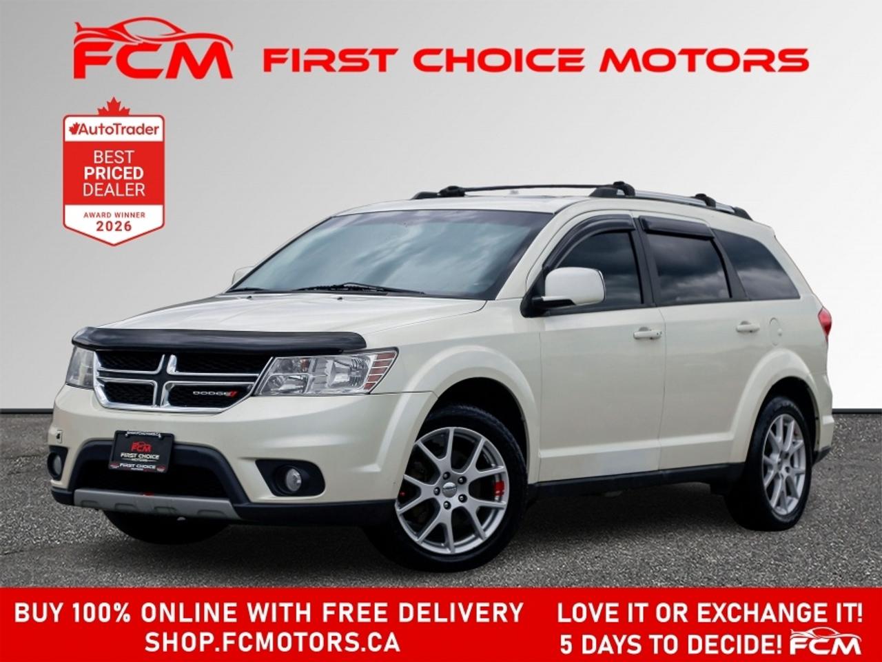 ** ** SPECIAL LIMITED TIME OFFER ** ** PURCHASE ANY VEHICLE THIS WEEK AND RECEIVE 4 BRAND-NEW ALL-SEASON TIRES AT NO ADDITIONAL COST!!! DONT MISS THIS EXCLUSIVE CHANCE TO UPGRADE YOUR RIDE AND STAY PREPARED FOR ANY WEATHER!!!       EXCITING NEWS FROM FIRST CHOICE MOTORS! Our brand-new online showroom is now open to the public, bringing the ultimate car shopping experience right to your fingertips! Enjoy a 100% online car shopping experience, with over 500 certified vehicles in stock, comprehensive protection plans, and thousands of new auto parts & accessories available! Plus, for a limited time, were offering FREE deliveries across Ontario on all vehicle purchases! Dont miss outvisit Shop.fcmotors.ca to find and upgrade your perfect vehicle today!      Welcome to First Choice Motors, the largest car dealership in Toronto of pre-owned cars, SUVs, and vans priced between $5000-$15,000. With an impressive inventory of over 300 vehicles in stock, we are dedicated to providing our customers with a vast selection of affordable and reliable options.       Were thrilled to offer a used 2014 Dodge Journey LIMITED, white color with 256,000km (STK#9968) This vehicle was $6490 NOW ON SALE FOR $5990. It is equipped with the following features:   - Automatic Transmission   - Sunroof   - Heated seats   - Heated steering wheel   - Bluetooth   - Alloy wheels   - Power windows   - Power locks   - Power mirrors   - Air Conditioning      At First Choice Motors, we believe in providing quality vehicles that our customers can depend on. All our vehicles come with a 36-day guarantee on all safety related items. We also offer additional warranty options up to 5 years for our customers who want extra peace of mind.      Furthermore, all our vehicles are sold fully certified with brand new brakes rotors and pads, a fresh oil change, and brand new set of all-season tires installed & balanced. You can be confident that this car is in excellent condition and ready to hit the road.      At First Choice Motors, we believe that everyone deserves a chance to own a reliable and affordable vehicle. Thats why we offer financing options with low interest rates starting at 7.9% O.A.C. Were proud to approve all customers, including those with bad credit, no credit, students, and even 9 socials. Our finance team is dedicated to finding the best financing option for you and making the car buying process as smooth and stress-free as possible.      Our dealership is open 7 days a week to provide you with the best customer service possible. We carry the largest selection of used vehicles for sale under $9990 in all of Ontario. We stock over 300 cars, mostly Hyundai, Chevrolet, Mazda, Honda, Volkswagen, Toyota, Ford, Dodge, Kia, Mitsubishi, Acura, Lexus, and more. With our ongoing sale, you can find your dream car at a price you can afford. Come visit us today and experience why we are the best choice for your next used car purchase!      All prices include $22.00 OMVIC Fee.  Excludes, license plates, ownership registration and ONTARIO HST (13%)   *No Credit Card payments can be accepted for Vehicle Purchases*    *No Credit Card payments can be accepted for Vehicle Purchases*