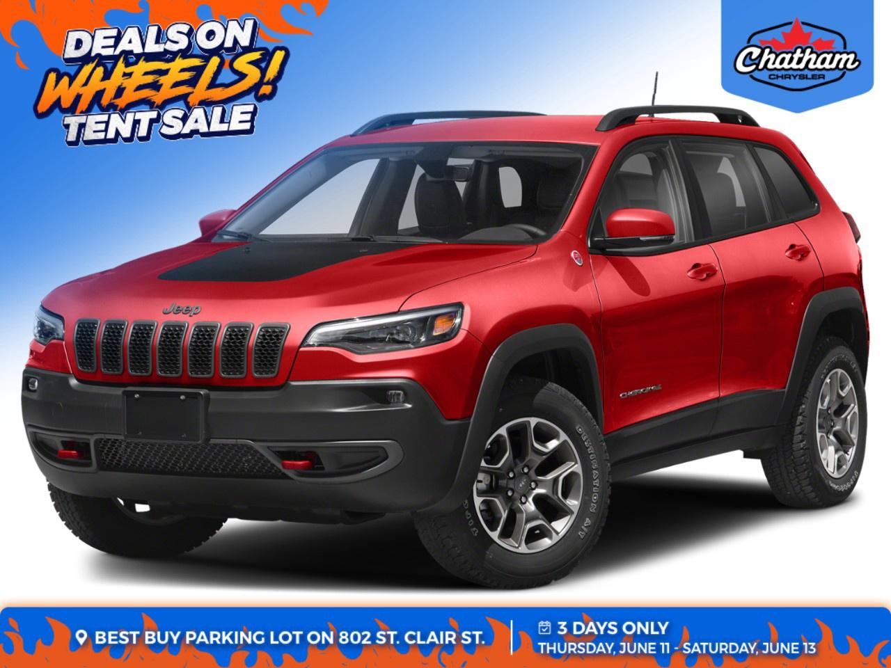 <p>Experience the dynamic driving of the 2019 Jeep Cherokee Trailhawk 4x4, dressed in a stunning Firecracker Red finish. This SUV is built to conquer any terrain with its robust 4x4 drivetrain and advanced handling capabilities, powered by the 3.2L Pentastar VVT V6 engine and a smooth 9-speed automatic transmission with Active Drive II.</p><p>The exterior is not only bold in its vibrant red but is also stylish and practical with features like heated mirrors and alloy wheels. Step inside to find a red-themed interior that combines sophistication with functionality, offering leather seats, a leather steering wheel, and leather gear shifter material for a premium touch.</p><p>This Cherokee is packed with modern conveniences and safety features that include a backup camera, Bluetooth connection, and smart device integration, keeping you connected on the go. The comfort & convenience group enhances your journey with amenities such as keyless entry, push-start, remote start system, and a dual-pane CommandView sunroof for an immersive driving experience.</p><p>Icy mornings are no match for the cold weather group, featuring a heated steering wheel, windshield wiper de-icer, and front heated seats. Advanced climate control with A/C w/dual-zone automatic temperature control and a premium cabin air filter ensures maximum comfort in all seasons.</p><p>This Trailhawk is ideal for adventurers seeking a reliable and well-equipped SUV ready for both urban explorations and off-road adventures. Visit Chatham Chrysler and speak to our friendly team to learn more about this impressive 2019 Jeep Cherokee Trailhawk 4x4.</p>