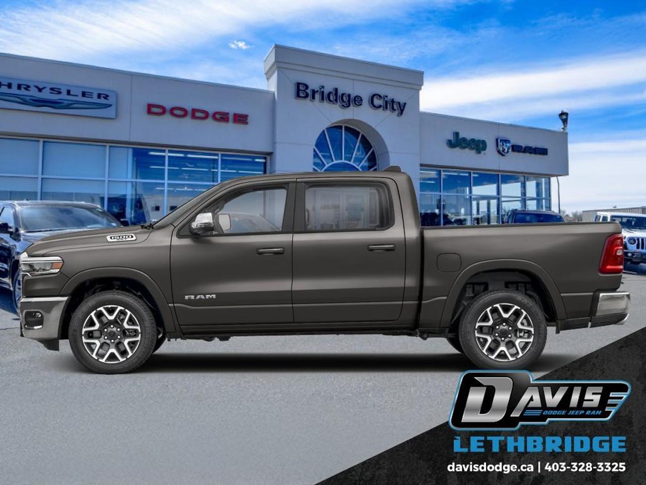 <b>Cooled Seats, Navigation, Apple CarPlay, Android Auto, Heated Steering Wheel!</b><br /> <br /> Experience the perfect balance of power and luxury in the 2026 Ram 1500, built to handle every job with style.<br /> <br />The Ram 1500's unmatched luxury transcends traditional pickups without compromising its capability. Loaded with best-in-class features, it's easy to see why the Ram 1500 is so popular. With the most towing and hauling capability in a Ram 1500, as well as improved efficiency and exceptional capability, this truck has the grit to take on any task.<br /> <br />This Granite Crew Cab 4X4 pickup has an Automatic transmission and is powered by a 420HP 3.0L Straight 6 Cylinder Engine. <br /> <br /> Our 1500's trim level is Laramie. This Ram 1500 Laramie rewards you with great standard features such as ventilated and heated front seats, heated second row seats, leather upholstery, a heated leather steering wheel, a 10-speaker Alpine audio system, and a 12-inch infotainment screen powered by Uconnect 5W with inbuilt navigation, Apple CarPlay, Android Auto and 4G LTE Wi-Fi hotspot. Additional features include class IV towing equipment, a trailer wiring harness, front and rear parking sensors, blind spot detection, lane keeping assist with lane departure warning, remote start, adaptive cruise control, and even more! This vehicle has been upgraded with the following features: Cooled Seats, Navigation, Apple CarPlay, Android Auto, Heated Steering Wheel, Aluminum Wheels, Adaptive Cruise Control.<br /><br /> <br />To apply right now for financing use this link: <a href=https://lethbridge.davisdodge.ca/free-credit-check/ target=_blank rel=nofollow noopener noreferrer>https://lethbridge.davisdodge.ca/free-credit-check/</a><br /> <br /><br />As a premier Chrysler, Dodge, Jeep and RAM dealership, Davis Dodge proudly offers an extensive selection of new and used vehicles to meet every drivers needs. Customers across Lethbridge, Fort Macleod, Taber, Claresholm, Coaldale, and beyond trust us for daily vehicle specials, certified service and parts, and a seamless online inventory experience. <br /><br /> With competitive financing options and expert support, we make car buying easy and enjoyable. <br /><br /> Ready to hit the road? Schedule your test drive today at Davis Dodge, your trusted Chrysler, Dodge, Jeep and RAM dealer in Lethbridge, Alberta.<br /><br /> Vehicle pricing offer shown expires 2026-05-31. <br /> Come by and check out our fleet of 50+ used cars and trucks and 110+ new cars and trucks for sale in Lethbridge. o~o