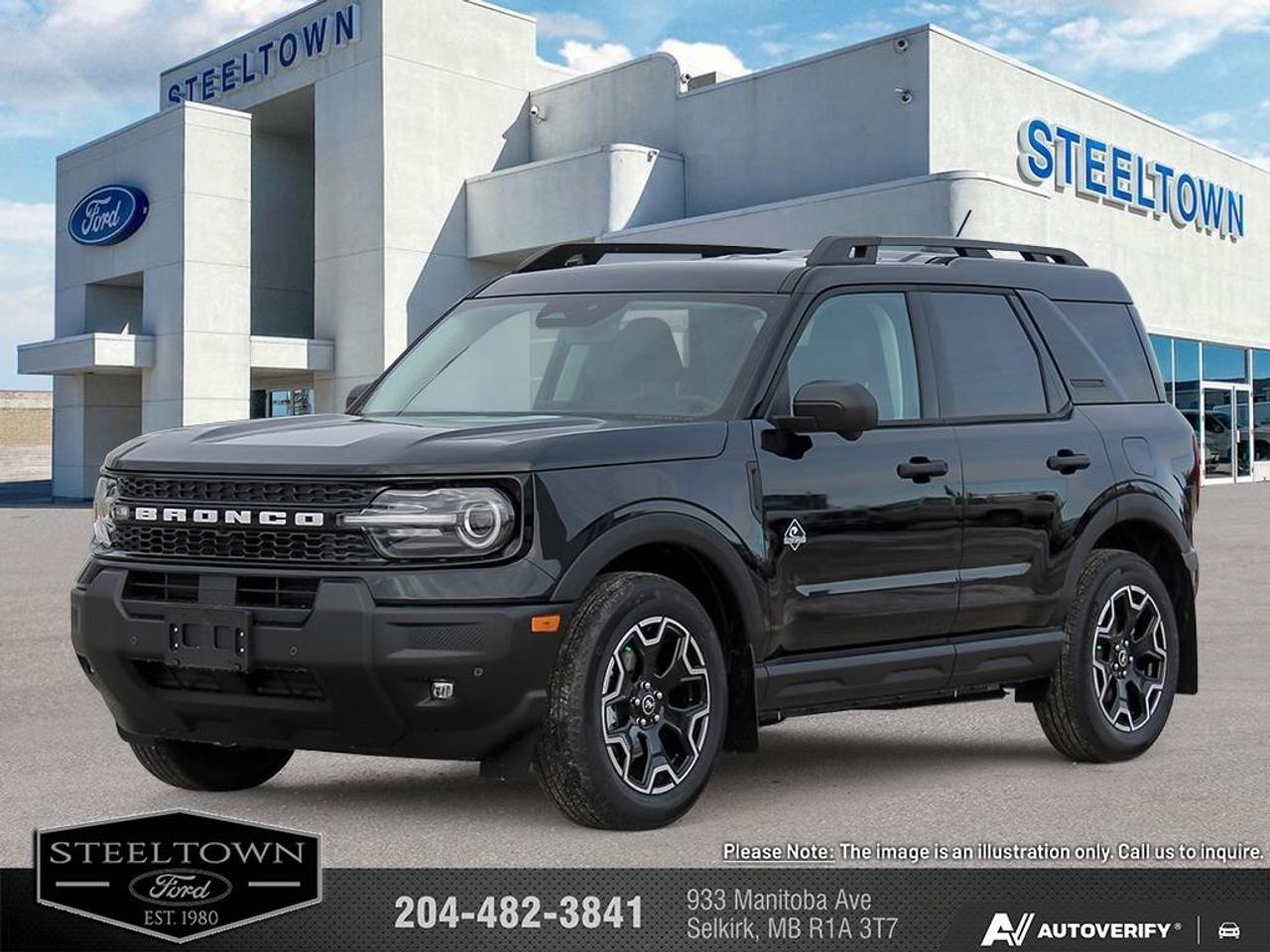 <b>Heated Steering Wheel,  Remote Start,  Fog Lamps,  Heated Seats,  Adaptive Cruise Control!</b><br> <br> We value your TIME, we wont waste it or your gas is on us!   We offer extended test drives and if you cant make it out to us we will come straight to you!<br> <br>The 2026 Ford Bronco Sport features advanced driver-assist systems and intuitive technology to support your journey with confidence.<br> <br>The 2026 Ford Bronco Sport combines rugged styling, modern tech and flexible utility to create a compact SUV that doesnt compromise on spirit. Inside, the cabin features quality materials, intuitive connectivity and thoughtful design to keep passengers comfortable and engaged. With its trail-ready attitude, confident presence and Fords heritage of capability, the Bronco Sport is built to carry your lifestyle forward.<br> <br>This Shadow Black SUV has an Automatic transmission and is powered by a 181HP 1.5L 3 Cylinder Engine. <br> <br> Our Bronco Sports trim level is Outer Banks. Inside, premium-trimmed heated sport contour seats, a power-adjustable drivers seat with memory, and a heated leatherette steering wheel deliver comfort and control for every journey. The intuitive SYNC 4 infotainment system with a 13.2-inch touchscreen, wireless Apple CarPlay and Android Auto, Alexa integration, and adaptive cruise control with stop-and-go ensure seamless connectivity and convenience on the road. Dual-zone automatic climate control, smart device remote start, and a proximity key with push-button ignition add everyday ease, while thoughtful touches like ambient lighting, premium interior accents, and ample cargo versatility enhance practicality. Outside, 18-inch ebony black-painted aluminum wheels, LED headlights, and black body trim create a bold and athletic presence complemented by off-road-ready features like all-season tires, a Terrain Management System with five G.O.A.T. modes, and part- and full-time four-wheel drive. Safety comes standard with Ford Co-Pilot360 technology, including BLIS with Cross-Traffic Alert, Pre-Collision Assist with Automatic Emergency Braking, Lane Keeping Assist, Rear Cross-Traffic Braking, and a rearview camera, providing confidence and peace of mind whether navigating city streets or taking the scenic route. This vehicle has been upgraded with the following features: Heated Steering Wheel, Remote Start, Fog Lamps, Heated Seats, Adaptive Cruise Control, Lane Keep Assist, Collision Mitigation.<br><br> View the original window sticker for this vehicle with this url <b><a href=http://www.windowsticker.forddirect.com/windowsticker.pdf?vin=3FMCR9CN7TRE70007 target=_blank>http://www.windowsticker.forddirect.com/windowsticker.pdf?vin=3FMCR9CN7TRE70007</a></b>.<br> <br>To apply right now for financing use this link: <a href=http://www.steeltownford.com/?https://CreditOnline.dealertrack.ca/Web/Default.aspx?Token=bf62ebad-31a4-49e3-93be-9b163c26b54c&La target=_blank>http://www.steeltownford.com/?https://CreditOnline.dealertrack.ca/Web/Default.aspx?Token=bf62ebad-31a4-49e3-93be-9b163c26b54c&La</a><br> <br/>Total rebate of $4750 is reflected in the price. 5.49% financing for 84 months. Incentives expire 2026-07-31. See dealer for details. <br><br>Family owned and operated in Selkirk for 35 Years.  <br>Steeltown Ford is located just 20 minutes North of the Perimeter Hwy, with an onsite banking center that offers free consultations. <br>Ask about our special dealer rates available through all major banks and credit unions.<br>Dealer retains all rebates, plus taxes, govt fees and Steeltown Protect Plus.<br>Steeltown Ford Protect Plus includes:<br>- Life Time Tire Warranty <br>Dealer Permit # 1039<br><br><br> Come by and check out our fleet of 90+ used cars and trucks and 200+ new cars and trucks for sale in Selkirk.  o~o