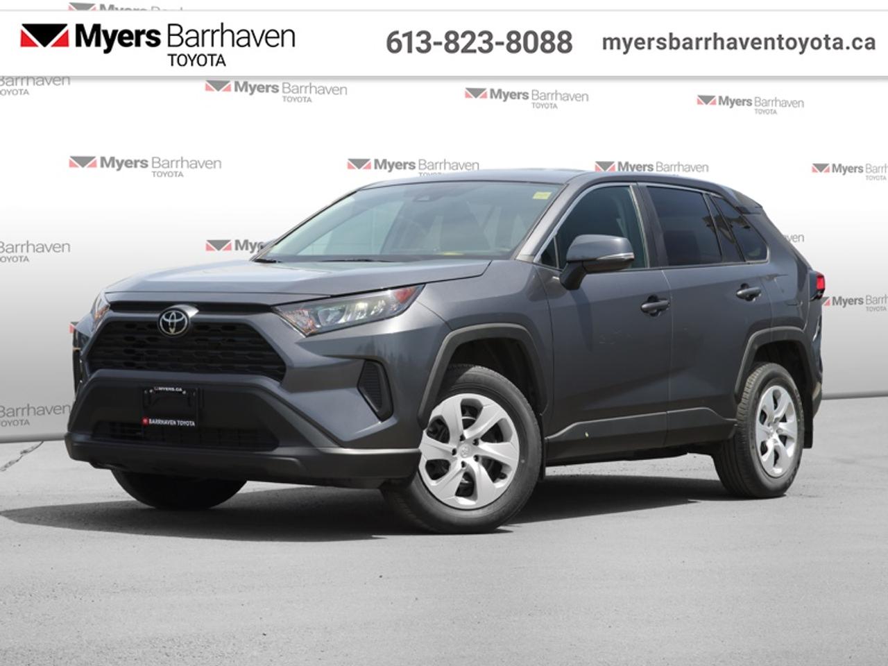 <b>Heated Seats,  Apple CarPlay,  Android Auto,  Blind Spot Monitoring,  Lane Keep Assist!</b><br> <br>  Compare at $35878 - Our Live Market Price is just $34498! <br> <br>This vehicle was a previous daily rental. Radical design, refined driveability, and rugged capability make for an exciting adventure in the Toyota RAV4. This 2025 Toyota RAV4 is for sale today in Ottawa.<br> <br>While the RAV4 is loaded with modern creature comforts, conveniences, and safety, this SUV is still true to its roots with incredible capability. Whether youre running errands in the city or exploring the countryside, the RAV4 empowers your ambitions and redefines what you can do. Make new and exciting memories in this ultra efficient Toyota RAV4 today!<br> <br>This SUV has 51,684 km. Its Magnetic Grey M in colour. It has an Automatic transmission and is powered by a 203HP 2.5L 4 Cylinder Engine. <br> <br> Our RAV4s trim level is LE. Elevate your adventure with this all-wheel drive RAV4 LE that comes with some impressive features such as sport, ECO & normal driving modes, a 7-inch touchscreen with Entune Audio 3.0, Apple CarPlay, Android Auto, USB and aux inputs, heated front seats, remote keyless entry, steering wheel with audio controls and a rear-view camera. Additional features include LED headlights, heated power mirrors, Toyota Safety Sense 2.0, dynamic radar cruise control, automatic high beam assist, blind spot monitoring with rear cross traffic alert, and lane keep assist with lane departure warning plus much more. This vehicle has been upgraded with the following features: Heated Seats, Apple CarPlay, Android Auto, Blind Spot Monitoring, Lane Keep Assist, Steering Wheel Audio Control, Forward Collision Warning.<br> <br>To apply right now for financing use this link: <a href=https://www.myersbarrhaventoyota.ca/quick-approval/ target=_blank>https://www.myersbarrhaventoyota.ca/quick-approval/</a><br> <br/>Buy this vehicle now for the lowest bi-weekly payment of <b>$239.94</b> with $0 down for 84 months @ 6.99% APR O.A.C. ( Plus applicable taxes - Plus applicable fees ). See dealer for details. <br><br>At Myers Barrhaven Toyota we pride ourselves in offering highly desirable pre-owned vehicles. We truly hand pick all our vehicles to offer only the best vehicles to our customers. No two used cars are alike, this is why we have our trained Toyota technicians highly scrutinize all our trade ins and purchases to ensure we can put the Myers seal of approval. Every year we evaluate 1000s of vehicles and only 10-15% meet the Myers Barrhaven Toyota standards. At the end of the day we have mutual interest in selling only the best as we back all our pre-owned vehicles with the Myers *LIFETIME ENGINE TRANSMISSION warranty. Thats right *LIFETIME ENGINE TRANSMISSION warranty, were in this together! If we dont have what youre looking for not to worry, our experienced buyer can help you find the car of your dreams! Ever heard of getting top dollar for your trade but not really sure if you were? Here we leave nothing to chance, every trade-in we appraise goes up onto a live online auction and we get buyers coast to coast and in the USA trying to bid for your trade. This means we simultaneously expose your car to 1000s of buyers to get you top trade in value. <br>We service all makes and models in our new state of the art facility where you can enjoy the convenience of our on-site restaurant, shuttle van, free Wi-Fi, Enterprise Rent-A-Car, on-site tire storage, and complimentary drinks. Come see why many Toyota owners are making the switch to Myers Barrhaven Toyota. <br>*LIFETIME ENGINE TRANSMISSION WARRANTY NOT AVAILABLE FOR VEHICLES WITH KMS EXCEEDING 140,000KM, VEHICLES 8 YEARS & OLDER, HIGHLINE BRAND VEHICLES (e.g., BMW, INFINITI, CADILLAC, LEXUS), AND QUEBEC RESIDENTS.<br> Come by and check out our fleet of 60+ used cars and trucks and 20+ new cars and trucks for sale in Ottawa.  o~o