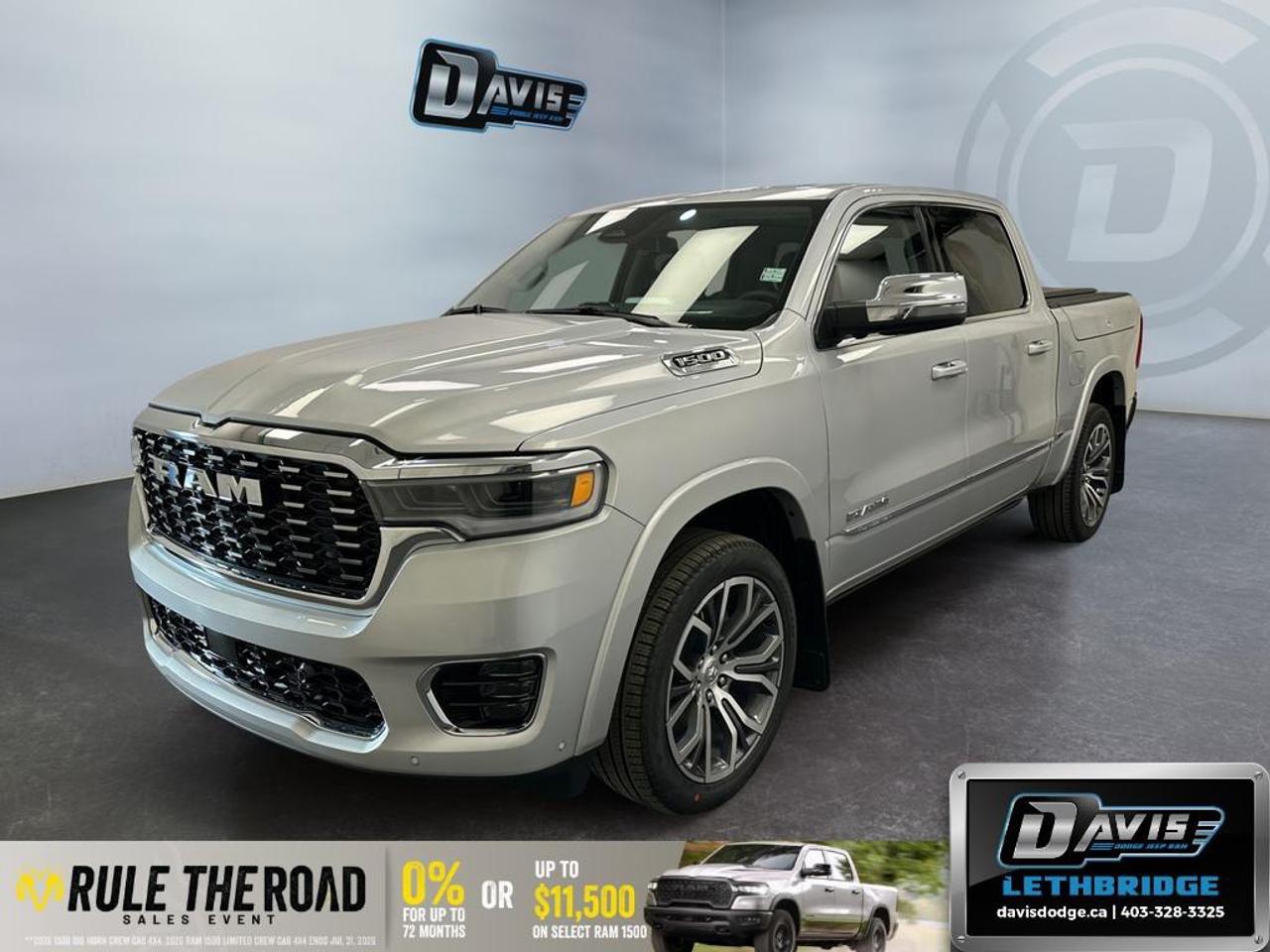 <p>Presenting the stunning 2026 Ram 1500 Tungsten 4x4 Crew Cab with a 5'7" box in a striking silver finish. Experience unparalleled handling and power courtesy of its 4x4 drivetrain and robust engineering.</p><p><strong>Interior Features:</strong></p><ul><li>Luxurious black leather seats</li><li>Cooled and heated front and rear seats for enhanced comfort</li><li>Leather steering wheel and door trim with aluminum and carbon fibre accents</li><li>Power seats with memory settings</li><li>Spacious crew cab design</li></ul><p><strong>Exterior Features:</strong></p><ul><li>Sleek silver exterior with Silver Zynith paint</li><li>Multi-function tailgate with remote release and RAM head badge</li><li>Factory-installed steel standard hood</li><li>Stylish alloy wheels and running boards</li><li>Sunroof for added natural light</li></ul><p><strong>Technology & Safety Features:</strong></p><ul><li>Advanced 360 camera and backup camera for superior driving assistance</li><li>Heads-Up Display (HUD) to keep essential information in your line of sight</li><li>Navigation system with smart device integration and satellite radio</li><li>Lane assist and adaptive cruise control for enhanced safety</li><li>Remote start and keyless entry for ultimate convenience</li></ul><p>This truck is ideal for drivers who demand comfort, technology, and capability in every drive. Visit Davis Dodge Lethbridge to explore this 2026 Ram 1500 Tungsten for yourself, and experience the perfect blend of luxury and power. Contact us today for more information and to schedule a test drive!</p>