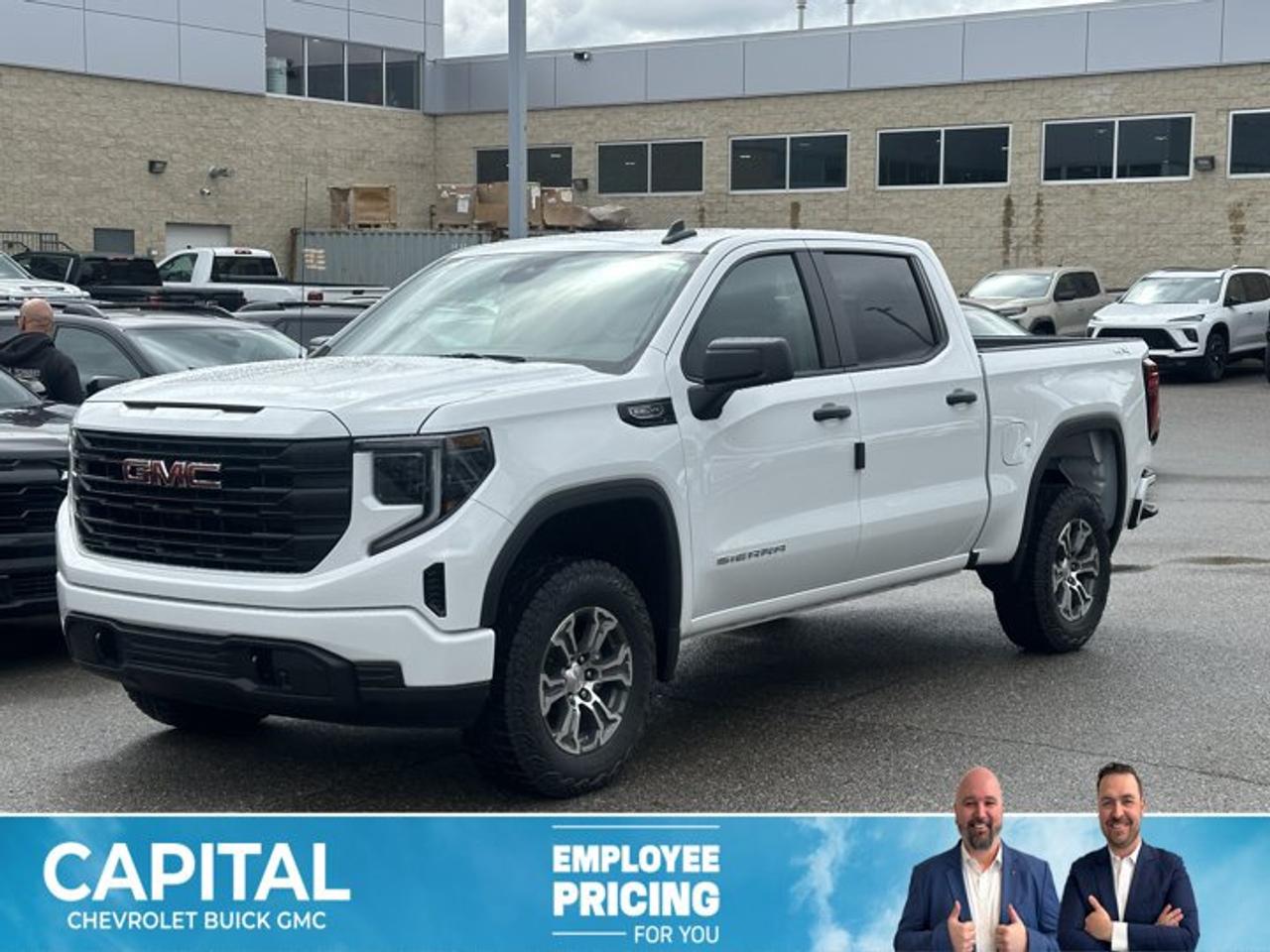 This GMC Sierra 1500 delivers a Gas V8 5.3L/325 engine powering this Automatic transmission. ENGINE, 5.3L ECOTEC3 V8 (355 hp [265 kW] @ 5600 rpm, 383 lb-ft of torque [518 Nm] @ 4100 rpm); featuring Dynamic Fuel Management (Includes (KW7) 170-amp alternator and (MHT) 10-speed automatic transmission., Wireless, Apple CarPlay / Wireless Android Auto, Windows, power rear, express down (Not available on Regular Cab models.).* This GMC Sierra 1500 Features the Following Options *Windows, power front, drivers express up/down, Window, power front, passenger express down, Wi-Fi Hotspot capable (Terms and limitations apply. See onstar.ca or dealer for details.), Wheels, 17 x 8 (43.2 cm x 20.3 cm) painted steel, Silver, Wheel, 17 x 8 (43.2 cm x 20.3 cm) full-size, steel spare, USB Ports, 2, Charge/Data ports located on instrument panel, Transfer case, single speed, electronic Autotrac with push button control (4WD models only), Tires, 255/70R17 all-season, blackwall, Tire, spare 255/70R17 all-season, blackwall (Included with (QBN) 255/70R17 all-season, blackwall tires.), Tire Pressure Monitoring System, auto learn includes Tire Fill Alert (does not apply to spare tire).* Visit Us Today *Come in for a quick visit at Capital Chevrolet Buick GMC Inc., 13103 Lake Fraser Drive SE, Calgary, AB T2J 3H5 to claim your GMC Sierra 1500!