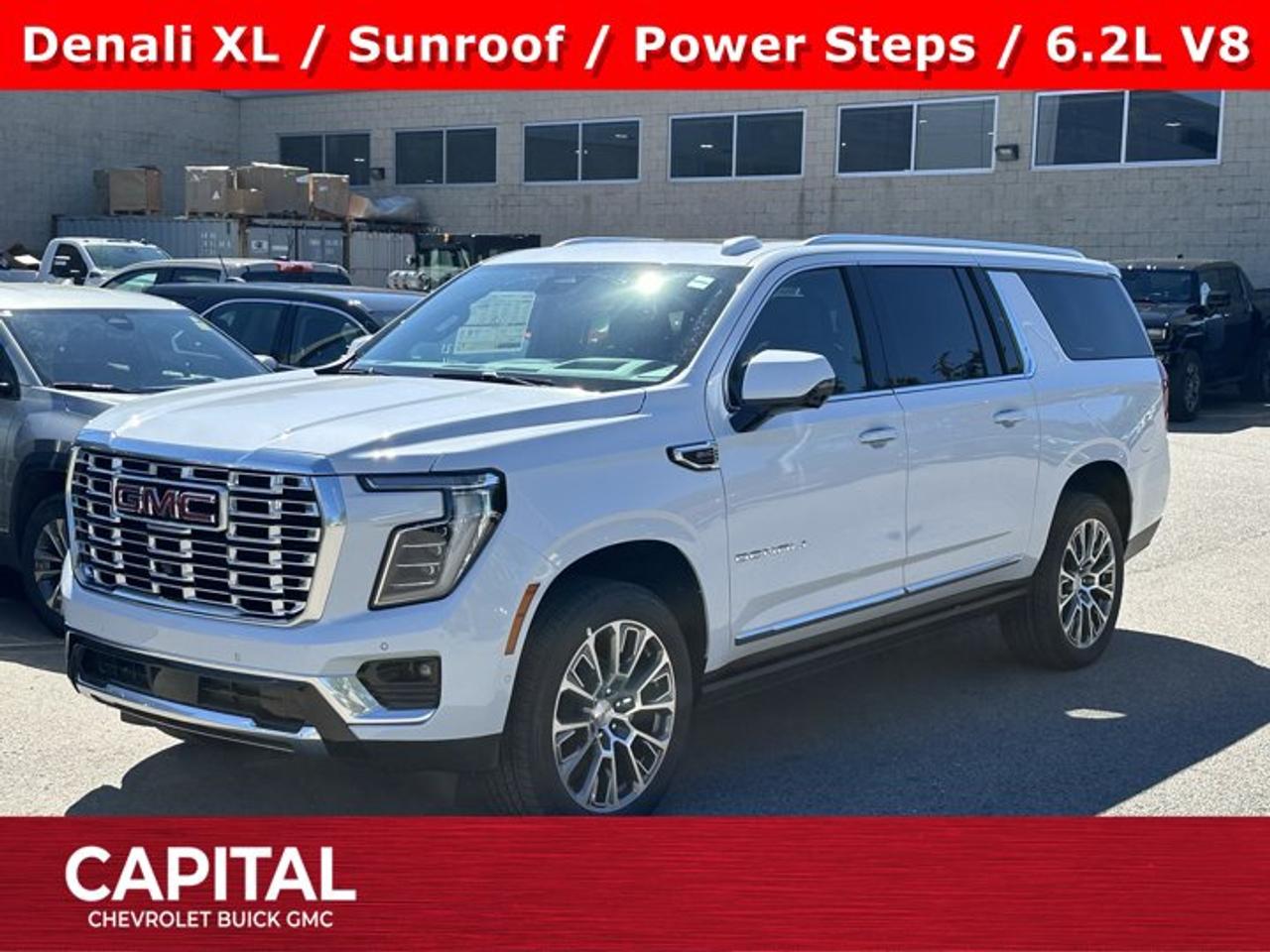 This GMC Yukon XL delivers a Gas V8 6.2L/ engine powering this Automatic transmission. ENGINE, 6.2L ECOTEC3 V8 with Dynamic Fuel Management, Direct Injection and Variable Valve Timing, includes aluminum block construction (420 hp [313 kW] @ 5600 rpm, 460 lb-ft of torque [624 Nm] @ 4100 rpm) (STD), Wireless Phone Charging, for portable devices, Wireless Apple CarPlay/Wireless Android Auto.*This GMC Yukon XL Comes Equipped with These Options *Wipers, front intermittent, Rainsense, Wiper, rear intermittent, Windows, power, rear with Express-Down, Window, power with front passenger Express-Up/Down, Window, power with driver Express-Up/Down, Wi-Fi Hotspot capable (Terms and limitations apply. See onstar.ca or dealer for details.), Wheels, 20 x 9 (50.8 cm x 22.9 cm) 6-spoke multi-dimensional polished aluminum, Wheel, full-size spare, 17 (43.2 cm) steel, Warning tones headlamp on, driver and right-front passenger seat belt unfasten and turn signal on, Visors, driver and front passenger illuminated vanity mirrors.* Visit Us Today *Test drive this must-see, must-drive, must-own beauty today at Capital Chevrolet Buick GMC Inc., 13103 Lake Fraser Drive SE, Calgary, AB T2J 3H5.