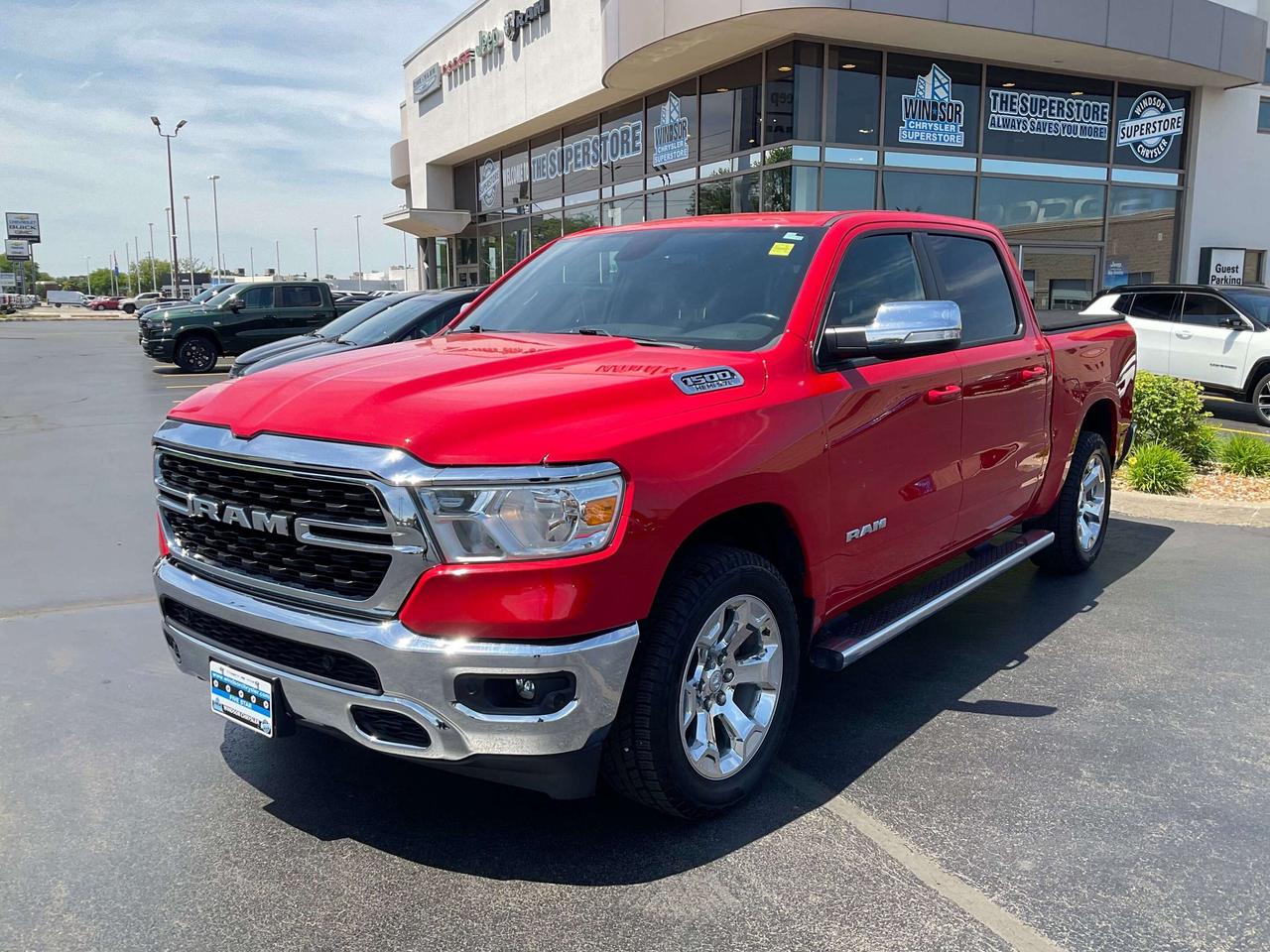 Odometer is 5299 kilometers below market average! Recent Arrival!

Flame Red Clearcoat 2022 Ram 1500 Big Horn/Lone Star 4WD 8-Speed Automatic HEMI 5.7L V8 VVT

**CARPROOF CERTIFIED**.

* PLEASE SEE OUR MAIN WEBSITE FOR MORE PICTURES AND CARFAX REPORTS * Buy in confidence at WINDSOR CHRYSLER with our 95-point safety inspection by our certified technicians. Searching for your upgrade has never been easier. You will immediately get the low market price based on our market research, which means no more wasted time shopping around for the best price, Its time to drive home the most car for your money today. OVER 100 Pre-Owned Vehicles in Stock! Our Finance Team will secure the Best Interest Rate from one of out 20 Auto Financing Lenders that can get you APPROVED! Financing Available For All Credit Types! Whether you have Great Credit, No Credit, Slow Credit, Bad Credit, Been Bankrupt, On Disability, Or on a Pension, we have options. Looking to just sell your vehicle? We buy all makes and models let us buy your vehicle. Proudly Serving Windsor, Essex, Leamington, Kingsville, Belle River, LaSalle, Amherstburg, Tecumseh, Lakeshore, Strathroy, Stratford, Leamington, Tilbury, Essex, St. Thomas, Waterloo, Wallaceburg, St. Clair Beach, Puce, Riverside, London, Chatham, Kitchener, Guelph, Goderich, Brantford, St. Catherines, Milton, Mississauga, Toronto, Hamilton, Oakville, Barrie, Scarborough, and the GTA.