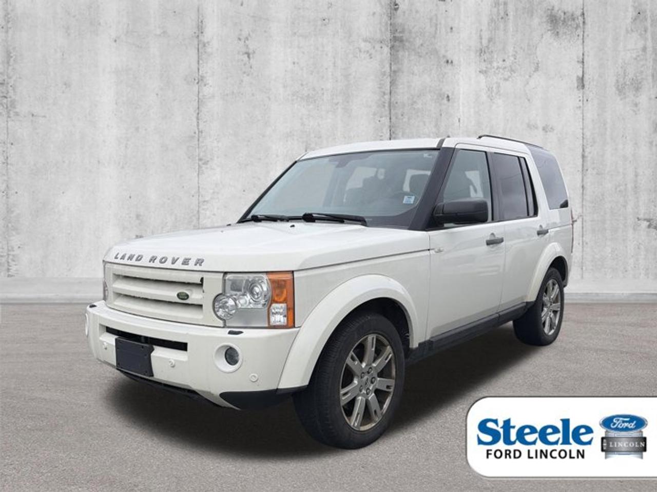 Alaska White2009 Land Rover LR3 V8 HSE4WD 6-Speed Automatic with Command Shift 4.4L V8 SMPI DOHCVALUE MARKET PRICING!!.Certified.Certification Program Details: Vehicle is sold As-Is. No warranty expressed or implied. As-Is vehicles do not qualify for financing and are priced at auction values!! Last chance before auction!!!ALL CREDIT APPLICATIONS ACCEPTED! ESTABLISH OR REBUILD YOUR CREDIT HERE. APPLY AT https://steeleadvantagefinancing.com/6198 We know that you have high expectations in your car search in Halifax. So if youre in the market for a pre-owned vehicle that undergoes our exclusive inspection protocol, stop by Steele Ford Lincoln. Were confident we have the right vehicle for you. Here at Steele Ford Lincoln, we enjoy the challenge of meeting and exceeding customer expectations in all things automotive.
