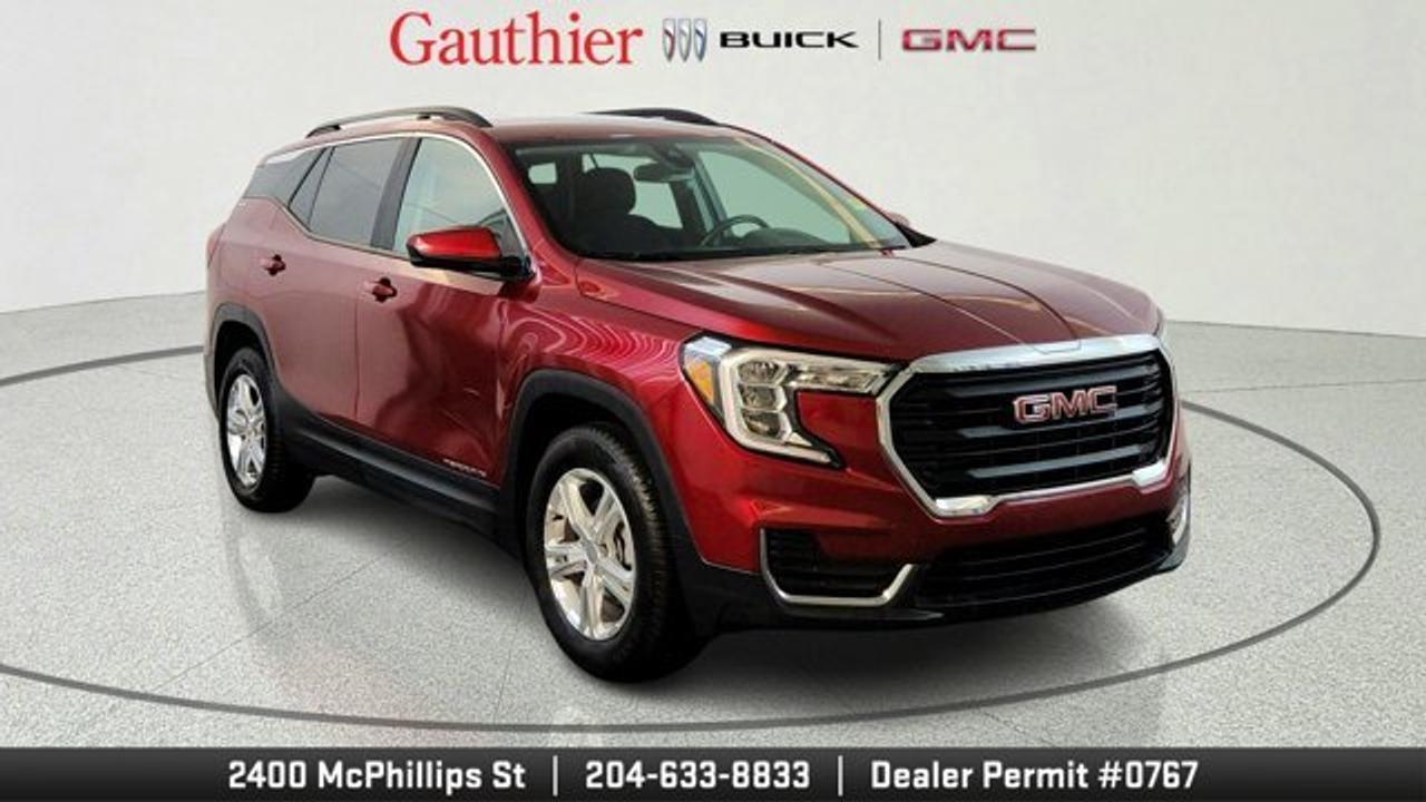 The 2024 GMC Terrain SLE is a stylish compact SUV that blends everyday practicality with premium comfort, featuring bold exterior styling, LED headlights, heated mirrors, and all-wheel drive. Powered by a turbocharged 1.5-litre engine paired with a 9-speed automatic transmission, the Terrain SLE delivers a smooth and efficient drive. Inside, it comes equipped with a 7-inch touchscreen, wireless Apple CarPlay and Android Auto, keyless entry with push-button start, and advanced safety features like Forward Collision Alert, Automatic Emergency Braking, and Lane Keep Assist.