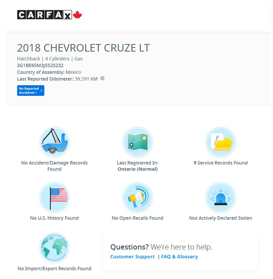 2018 Chevrolet Cruze LT+LOW KMS+Service Records+CLEAN CARFAX Photo