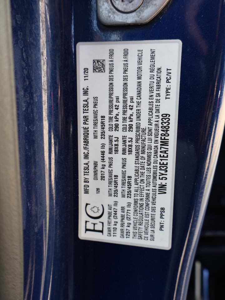 2021 Tesla Model 3 SR PLUS RWD CERTIFIED *2nd WINETR* CAMERA NAV BLUETOOTH LEATHER HEATED SEATS PANO ROOF CRUISE ALLOYS Photo