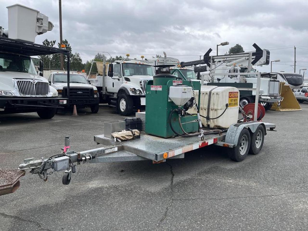 The 2011 Hightliner Aquacide Hot Water Weed Control Dual Flat Deck Trailer is a specialized, commercial-grade mobile unit. Designed for non-chemical, eco-friendly vegetation management, it uses super-heated water to destroy the cellular structure of weeds upon contact without relying on harmful chemical herbicides.Equipment Specifications & FeaturesSpecific operational details and components frequently associated with this unit include:Trailer Build: A dual-axle flat deck, typically painted grey, designed to carry heavy machinery.Hot Water System: High-capacity commercial diesel or electric heating units capable of producing water temperatures up to \(99^\circ C - 110^\circ C\) (about \(210^\circ F - 230^\circ F\)).Integrated Generator: Often paired with an industrial generator (such as an Onan model) to power the water pumps and heating elements while operating completely off-grid.Mobility: Built for rapid loading and unloading via forklifts, making it highly versatile for off-road or varied commercial uses.Additional Use: Because it generates high heat and pressure, these dual-deck units can often be configured for deep cleaning, de-icing, or commercial pressure washing.  $8,580.00 plus $375 processing fee, $8,955.00 total payment obligation before taxes.   Listing report, warranty, contract commitment cancellation fee. All above specifications and information is considered to be accurate but is not guaranteed and no opinion or advice is given as to whether this item should be purchased. We do not allow test drives due to theft, fraud, acts of vandalism and undetectable impaired driving. Instead we provide the following benefits: Complimentary Warranty (with options to extend), Limited Money Back Satisfaction Guarantee on Fully Completed Contracts, Contract Commitment Cancellation, and an Open-Ended Sell-Back Option. Ask seller for details or call 604-522-REPO(7376) to confirm listing availability.