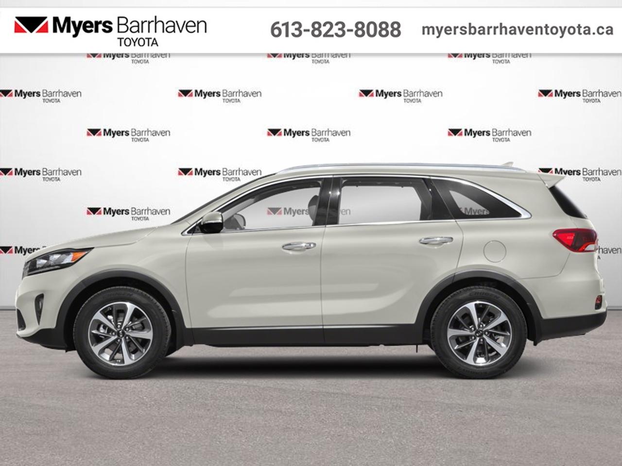 <b>Low Mileage, Leather Seats,  Heated Seats,  Premium Sound Package,  Memory Seats,  Rear View Camera!</b><br> <br>  Compare at $21734 - Our Live Market Price is just $20898! <br> <br>With such a smooth ride, linear power delivery and a responsive handling behavior, this Kia Sorento is worthy of being your next family SUV. This 2019 Kia Sorento is fresh on our lot in Ottawa.<br> <br>This 2019 Kia Sorento is a classy, comfortable, and capable SUV that is built to be the perfect family hauler. It boasts one of the best designed and built interiors within its class, and an elegant exterior design that is sure to capture attention. It delivers a responsive handling feel, while also being very restrained and supple regardless of the road condition. This Kia Sorento does just about everything with grace, confidence and style.<br> <br>This low mileage SUV has just 61,081 km. Its Snow White Pearl in colour and is completely accident free based on the <a href=https://vhr.carfax.ca/?id=HlxbAgQ9h0txyyWWY38DZ0cVOcqBgfJb target=_blank>CARFAX Report</a>. It has an Automatic transmission and is powered by a 290HP 3.3L V6 Cylinder Engine. It may have some remaining factory warranty, please check with dealer for details. <br> <br> Our Sorentos trim level is EX. Efficient yet powerful, the 2018 Kia Sorento EX Turbo boasts an abundance of upgraded features such as automatic full time all wheel drive, larger alloy wheels, an enhanced 7 inch touchscreen display with a 6 speaker stereo, SiriusXM satellite radio, Apple CarPlay, Android Auto, Bluetooth streaming audio and voice activation technology, power heated side mirrors with turn signal indicators, roof rack rails, front fog lamps, power windows, heated leather bucket seats, a proximity key for push button start, memory seats and mirrors settings, blind spot sensor, rear collision sensor, back up camera and much more. This vehicle has been upgraded with the following features: Leather Seats, Heated Seats, Premium Sound Package, Memory Seats, Rear View Camera, Streaming Audio, Blind Spot Detection.<br> <br>To apply right now for financing use this link: <a href=https://www.myersbarrhaventoyota.ca/quick-approval/ target=_blank>https://www.myersbarrhaventoyota.ca/quick-approval/</a><br> <br/>Buy this vehicle now for the lowest bi-weekly payment of <b>$204.53</b> with $0 down for 60 months @ 9.99% APR O.A.C. ( Plus applicable taxes - Plus applicable fees ). See dealer for details. <br><br>At Myers Barrhaven Toyota we pride ourselves in offering highly desirable pre-owned vehicles. We truly hand pick all our vehicles to offer only the best vehicles to our customers. No two used cars are alike, this is why we have our trained Toyota technicians highly scrutinize all our trade ins and purchases to ensure we can put the Myers seal of approval. Every year we evaluate 1000s of vehicles and only 10-15% meet the Myers Barrhaven Toyota standards. At the end of the day we have mutual interest in selling only the best as we back all our pre-owned vehicles with the Myers *LIFETIME ENGINE TRANSMISSION warranty. Thats right *LIFETIME ENGINE TRANSMISSION warranty, were in this together! If we dont have what youre looking for not to worry, our experienced buyer can help you find the car of your dreams! Ever heard of getting top dollar for your trade but not really sure if you were? Here we leave nothing to chance, every trade-in we appraise goes up onto a live online auction and we get buyers coast to coast and in the USA trying to bid for your trade. This means we simultaneously expose your car to 1000s of buyers to get you top trade in value. <br>We service all makes and models in our new state of the art facility where you can enjoy the convenience of our on-site restaurant, shuttle van, free Wi-Fi, Enterprise Rent-A-Car, on-site tire storage, and complimentary drinks. Come see why many Toyota owners are making the switch to Myers Barrhaven Toyota. <br>*LIFETIME ENGINE TRANSMISSION WARRANTY NOT AVAILABLE FOR VEHICLES WITH KMS EXCEEDING 140,000KM, VEHICLES 8 YEARS & OLDER, HIGHLINE BRAND VEHICLES (e.g., BMW, INFINITI, CADILLAC, LEXUS), AND QUEBEC RESIDENTS.<br> Come by and check out our fleet of 100+ used cars and trucks and 20+ new cars and trucks for sale in Ottawa.  o~o