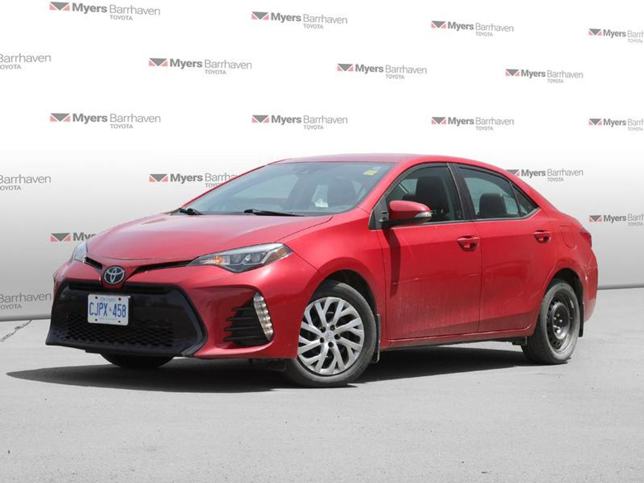 <b>Aluminum Wheels,  Heated Seats,  Lane Keep Assist,  LED Lights,  Adaptive Cruise Control!</b><br> <br>  Compare at $19238 - Our Live Market Price is just $18498! <br> <br>With a sleek design, modern tech and standard Toyota Safety Sense this Toyota Corolla is ready to create something unforgettable. This 2019 Toyota Corolla is fresh on our lot in Ottawa.<br> <br>Loaded with premium safety features, this Toyota Corolla also offers assertive style and performance that thrills. Thanks to its powerful yet efficient engine, this amazing compact sedan yeilds incredible fuel economy in a fun to drive package. With seating for five and a folding rear seat, it comes with plenty of extra space for family, friends or extra cargo when needed.<br> <br>This sedan has 112,387 km. Its Barcelona Red M in colour. It has an Automatic transmission and is powered by a 132HP 1.8L 4 Cylinder Engine. <br> <br> Our Corollas trim level is SE. Upgrading to this sporty Corolla SE is an excellent choice as it comes loaded with a unique front bumper and exclusive exterior trim, multi-LED headlights with accent lighting, heated front sport seats, unique aluminum wheels with black accents, sport gauge cluster, automatic climate control and a sleek 6.1 inch touchscreen display featuring USB 2.0 ports, advanced voice recognition, wireless streaming audio and SIRI Eyes Free. Additional features include remote keyless entry, Toyota Safety Sense, dynamic radar cruise control, lane departure warning with steering assist, a sport mode button, power adjustable heated mirrors, a rear view camera plus much more. This vehicle has been upgraded with the following features: Aluminum Wheels, Heated Seats, Lane Keep Assist, LED Lights, Adaptive Cruise Control, Streaming Audio, Leatherette Seats.<br> <br>To apply right now for financing use this link: <a href=https://www.myersbarrhaventoyota.ca/quick-approval/ target=_blank>https://www.myersbarrhaventoyota.ca/quick-approval/</a><br> <br/>Buy this vehicle now for the lowest bi-weekly payment of <b>$181.04</b> with $0 down for 60 months @ 9.99% APR O.A.C. ( Plus applicable taxes - Plus applicable fees ). See dealer for details. <br><br>At Myers Barrhaven Toyota we pride ourselves in offering highly desirable pre-owned vehicles. We truly hand pick all our vehicles to offer only the best vehicles to our customers. No two used cars are alike, this is why we have our trained Toyota technicians highly scrutinize all our trade ins and purchases to ensure we can put the Myers seal of approval. Every year we evaluate 1000s of vehicles and only 10-15% meet the Myers Barrhaven Toyota standards. At the end of the day we have mutual interest in selling only the best as we back all our pre-owned vehicles with the Myers *LIFETIME ENGINE TRANSMISSION warranty. Thats right *LIFETIME ENGINE TRANSMISSION warranty, were in this together! If we dont have what youre looking for not to worry, our experienced buyer can help you find the car of your dreams! Ever heard of getting top dollar for your trade but not really sure if you were? Here we leave nothing to chance, every trade-in we appraise goes up onto a live online auction and we get buyers coast to coast and in the USA trying to bid for your trade. This means we simultaneously expose your car to 1000s of buyers to get you top trade in value. <br>We service all makes and models in our new state of the art facility where you can enjoy the convenience of our on-site restaurant, shuttle van, free Wi-Fi, Enterprise Rent-A-Car, on-site tire storage, and complimentary drinks. Come see why many Toyota owners are making the switch to Myers Barrhaven Toyota. <br>*LIFETIME ENGINE TRANSMISSION WARRANTY NOT AVAILABLE FOR VEHICLES WITH KMS EXCEEDING 140,000KM, VEHICLES 8 YEARS & OLDER, HIGHLINE BRAND VEHICLES (e.g., BMW, INFINITI, CADILLAC, LEXUS), AND QUEBEC RESIDENTS.<br> Come by and check out our fleet of 100+ used cars and trucks and 20+ new cars and trucks for sale in Ottawa.  o~o