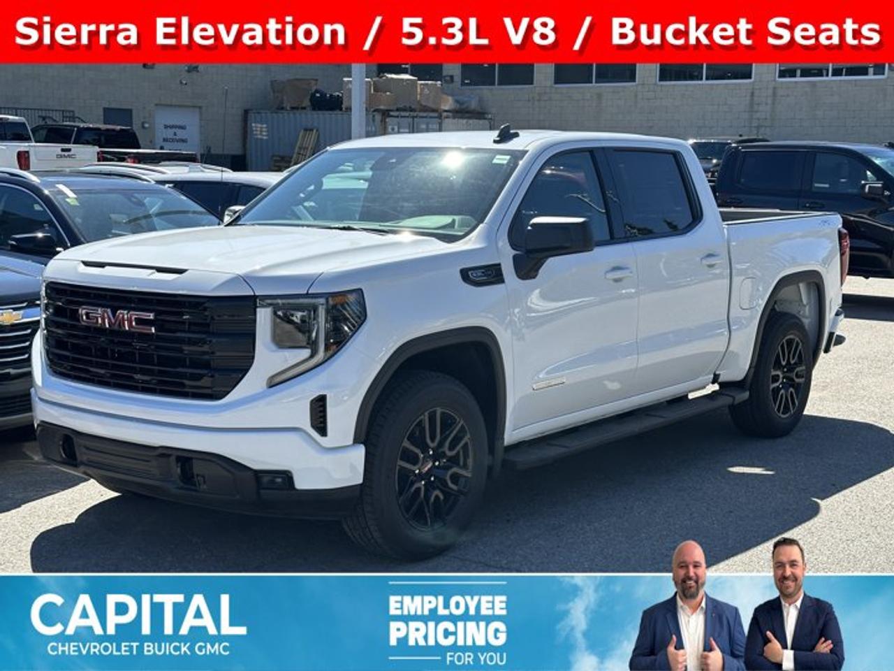 Accessories Include: Side StepsThis GMC Sierra 1500 boasts a Gas V8 5.3L/325 engine powering this Automatic transmission. ENGINE, 5.3L ECOTEC3 V8 (355 hp [265 kW] @ 5600 rpm, 383 lb-ft of torque [518 Nm] @ 4100 rpm); featuring Dynamic Fuel Management, Wireless, Apple CarPlay / Wireless Android Auto, Windows, power rear, express down.*This GMC Sierra 1500 Comes Equipped with These Options *Windows, power front, drivers express up/down, Window, power front, passenger express down, Wi-Fi Hotspot capable (Terms and limitations apply. See onstar.ca or dealer for details.), Wheels, 20 x 9 (50.8 cm x 22.9 cm) 6-spoke High gloss Black painted aluminum, Wheel, 17 x 8 (43.2 cm x 20.3 cm) full-size, steel spare, USB Ports, 2, Charge/Data ports located on instrument panel, USB ports, (2) charge-only, rear, Transmission, 8-speed automatic, (Column shifter) electronically controlled with overdrive and tow/haul mode. Includes Cruise Grade Braking and Powertrain Grade Braking (Standard and only available with (L3B) 2.7L TurboMax engine.), Transfer case, single speed, electronic Autotrac with push button control (4WD models only), Trailer brake controller, integrated.*Visit Us Today *For a must-own GMC Sierra 1500 come see us at Capital Chevrolet Buick GMC Inc., 13103 Lake Fraser Drive SE, Calgary, AB T2J 3H5. Just minutes away!