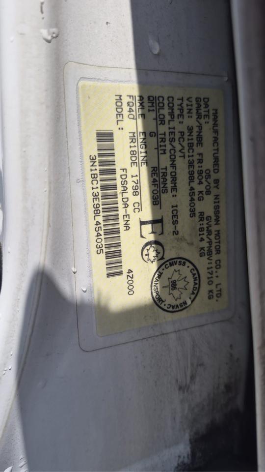 2008 Nissan Versa AS IS SPECIAL, 1.8 S, NON CVT, DRIVES WELL Photo