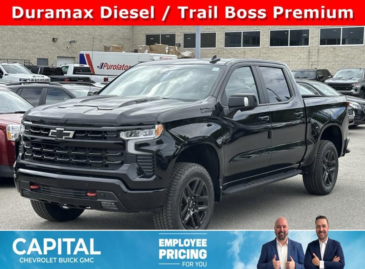 Accessories Include: Gatorback Flaps, Hard Folding Tonneau CoverThis Chevrolet Silverado 1500 delivers a Turbocharged Diesel I6 3.0L/ engine powering this Automatic transmission. ENGINE, DURAMAX 3.0L TURBO-DIESEL I6 (305 hp [227 kW] @ 3750 rpm, 495 lb-ft of torque [671 Nm] @ 2750 rpm) Includes (KW5) 220-amp alternator, (K05) engine block heater and (N10) dual exhaust.), Wireless phone projection for Apple CarPlay and Android Auto, Windows, power rear, express down.*This Chevrolet Silverado 1500 Comes Equipped with These Options *Window, power front, passenger express down, Window, power front, drivers express up/down, Wi-Fi Hotspot capable (Terms and limitations apply. See onstar.ca or dealer for details.), Wheels, 20 x 9 (50.8 cm x 22.9 cm) High gloss Black painted aluminum, Wheel, 17 x 8 (43.2 cm x 20.3 cm) full-size, steel spare, USB ports, rear, dual, charge-only, USB Ports, 2, Charge/Data ports located on the instrument panel, Transfer case, two-speed electronic Autotrac with push button control (4WD models only), Trailer brake controller, integrated, Tires, 275/60R20SL all-terrain, blackwall.*Stop By Today *Live a little- stop by Capital Chevrolet Buick GMC Inc. located at 13103 Lake Fraser Drive SE, Calgary, AB T2J 3H5 to make this car yours today!