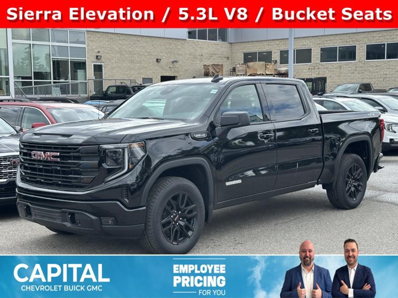 This GMC Sierra 1500 delivers a Gas V8 5.3L/325 engine powering this Automatic transmission. ENGINE, 5.3L ECOTEC3 V8 (355 hp [265 kW] @ 5600 rpm, 383 lb-ft of torque [518 Nm] @ 4100 rpm); featuring Dynamic Fuel Management, Wireless, Apple CarPlay / Wireless Android Auto, Windows, power rear, express down.*This GMC Sierra 1500 Comes Equipped with These Options *Windows, power front, drivers express up/down, Window, power front, passenger express down, Wi-Fi Hotspot capable (Terms and limitations apply. See onstar.ca or dealer for details.), Wheels, 20 x 9 (50.8 cm x 22.9 cm) 6-spoke High gloss Black painted aluminum, Wheel, 17 x 8 (43.2 cm x 20.3 cm) full-size, steel spare, USB Ports, 2, Charge/Data ports located on instrument panel, USB ports, (2) charge-only, rear, Transmission, 8-speed automatic, (Column shifter) electronically controlled with overdrive and tow/haul mode. Includes Cruise Grade Braking and Powertrain Grade Braking (Standard and only available with (L3B) 2.7L TurboMax engine.), Transfer case, single speed, electronic Autotrac with push button control (4WD models only), Trailer brake controller, integrated.* Stop By Today *A short visit to Capital Chevrolet Buick GMC Inc. located at 13103 Lake Fraser Drive SE, Calgary, AB T2J 3H5 can get you a reliable Sierra 1500 today!