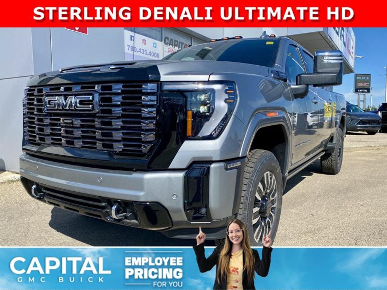 Check out this 2026 GMC SIERRA 3500 HD Denali Ultimate Duramax Diesel... This fully-loaded Heavy Duty comes equipped with every option, including Heated and Cooling Seats, Heated Steering, Power Assist Steps, Exclusive Alpine Umber Interior, Body Color Wheel Arch Moldings, 5th Wheel Prep Package, Power Sunroof, Technology Package, 360 Cam, Rear Streaming Camera Mirror, Heads-up Display, Heated Rear Seats, Adaptive Cruise Control, Wireless Charging, MultiPro Tailgate, and so much more... CALL NOW!Ask for the Internet Department for more information or book your test drive today! Text 507-585-4395 for fast answers at your fingertips!AMVIC Licensed Dealer - Licence Number B1044900