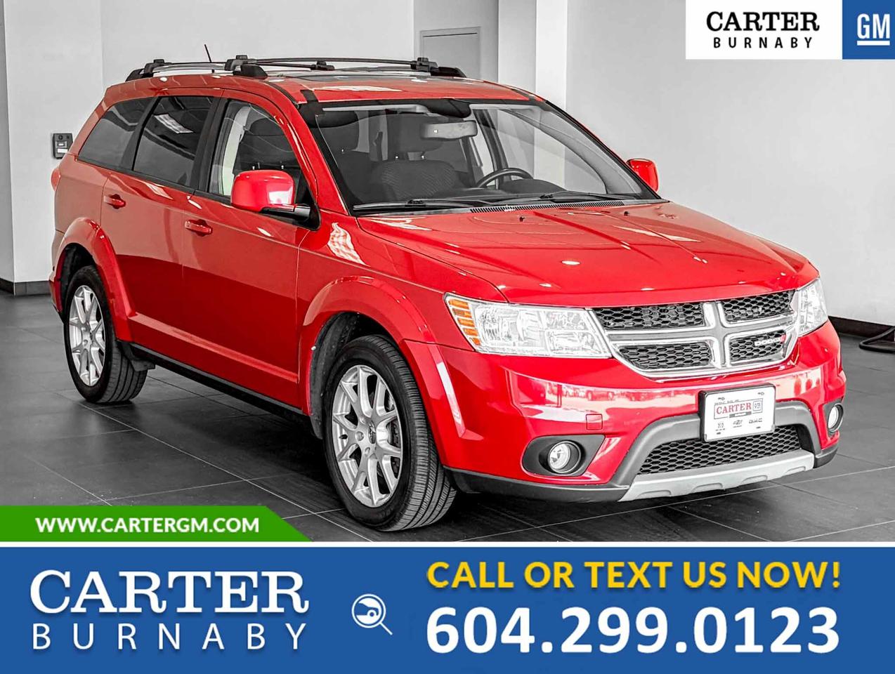 Versatile, comfortable, and ready for everyday adventures, this 2015 Dodge Journey SXT FWD delivers a smooth ride with its Touring Suspension and added confidence from Trailer Sway Control. Inside, enjoy the comfort of heated front seats, a premium leather and metal-look steering wheel, and a leather and chrome-trimmed gear shifter that adds a refined touch to the cabin. With its spacious interior and practical design, this Journey is built to handle family trips and daily commutes with ease. Come take it for a test drive today and experience all this stylish vehicle has to offer!

WHY CARTER GM BURNABY?

- An unrivalled vehicle purchasing experience!
- Exceeding our loyal customers expectations since 1963
- 4.5 Google star rating (with 2,300+ customer reviews)
- Cargurus Top-rated Dealer 2025 Award
- Cargurus Top Value Dealer 2025 Award
- Peace of mind - 150-point vehicle inspection
- CARFAX - full vehicle service history - purchase with confidence!
- Vehicle trades welcome! Best price guaranteed!
- We provide upfront pricing, zero hidden fees, and 100% transparency
- Fast approvals and 99% acceptance rates (no matter your current credit status!)
- Multilingual staff (many languages spoken)
- Comfortable non-pressured environment with in-store television, WIFI and a childrens play area!
- In-store restaurant: fresh daily menu





Were here to help you drive the vehicle you want, the vehicle you deserve!
QUESTIONS? GREAT! WEVE GOT ANSWERS!
To speak with a friendly vehicle specialist - CALL NOW!
The advertised price includes all standard dealer fees and any applicable manufacturer or dealer incentives. It does not include applicable taxes, licensing, insurance, or optional products or services. Dealer fees will be clearly broken out and itemized on the bill of sale, maximum total of fees $595.00. Prices are shown in Canadian dollars. While we make every effort to ensure accuracy, vehicle details, pricing, options, and availability are subject to change without notice. Please confirm all information with dealership sales management before purchase. Dealer Code: 81129