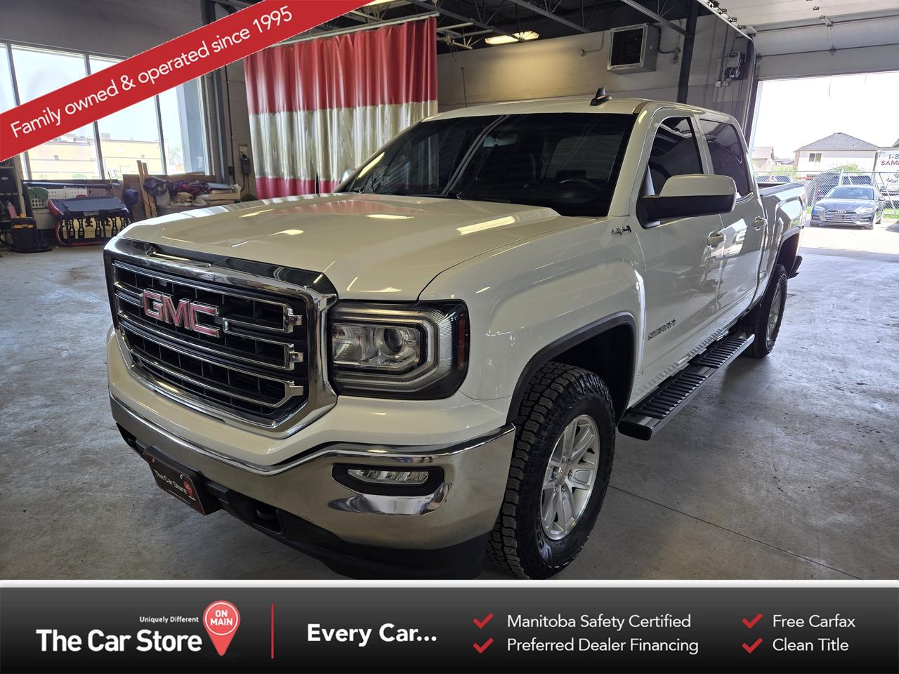 2018 GMC Sierra 1500 SLE  One Owner | No Accidents | Trailering Package | Prairie Truck 
 Key Features: 
 5.3L V8 Engine 
 4x4 
 SLE Trim 
 Trailering Package 
 Power Drivers Seat 
 Wireless Phone Charging 
 Remote Start 
 Apple CarPlay & Android Auto 
 Comfort: Heated Front Seats & Dual-Zone Climate Control 
 Driver Assistance: Backup Camera & Trailer Tow Features 
 Convenience: Power Drivers Seat & Remote Start 
 One Owner, No Accidents 
 Fantastic Service History, Well Maintained 
 Newer Tires, Brand New Brakes 
 Prairie Truck 
 
 
 A Truck Built for Truck Duty: 
 The Sierra has always been a strong choice for someone who needs real capability without sacrificing everyday comfort. The trailer package, V8 power, and practical SLE trim make this a truck thats equally comfortable towing, hauling, or commuting. 
 
 
 Clean Ownership and Proper Maintenance: 
 One owner, no accidents, and a fantastic service history tell the story youd want to hear. Add newer tires and brand new brakes, and its clear this truck has been maintained rather than simply driven. 
 
 
 Our Take: 
 Prairie trucks are often sought after because they typically avoid the harsher road salt exposure seen elsewhere. Combined with the ownership history and maintenance record, this Sierra stands out amongst the pack. 
 
 
 We are a local Family Owned business and we try to do things a little different. 
 
 At The Car Store on Main every vehicle is Manitoba Safety Certified. 
 Every vehicle sold is eligible for the Advantage Plan: 
 30 Day Warranty on all MB Safety certificate related items. 
 CarFax Vehicle History Report 
 2 sets of Keys 
 Wholesale access to all other Miscellaneous Accessories (i.e. Wtr Tires, Remote Starr, all misc vehicle accessories/parts, etc...) 
 And of course a Full tank of Gas. 
 
 There is no Gimmicks or games, we are always aggressive on our prices and try to separate ourselves from the rest. 
 We also have an on-site Certified Banker who shops to get the best possible interest rates in with all Major Banks and Credit Unions! 
 
 Come to our Brand New modern showroom and see what makes us Uniquely Different! 
 
 Located on Main St. just North of Chief Peguis Trail. 
 
 To schedule an appointment call us directly at 204-669-1248 or email sales@thecarstore.ca 
 
 The Car Store on Main 
 -Uniquely Different- 
 
 www.thecarstore.ca 
 Local: 204-669-1248 
 Toll Free: 877-634-2975 
 
 A local family owned business unlike typical car lots, there are no pressure tactics, no games, no gimmicks, no Sales Manager, General Manager or Used Car Manager, just straight answers and fair deals all the time! 
 
 *PRICE DOES NOT INCLUDE TAXES (G.S.T & P.S.T) 
 Dealer Permit # 4481