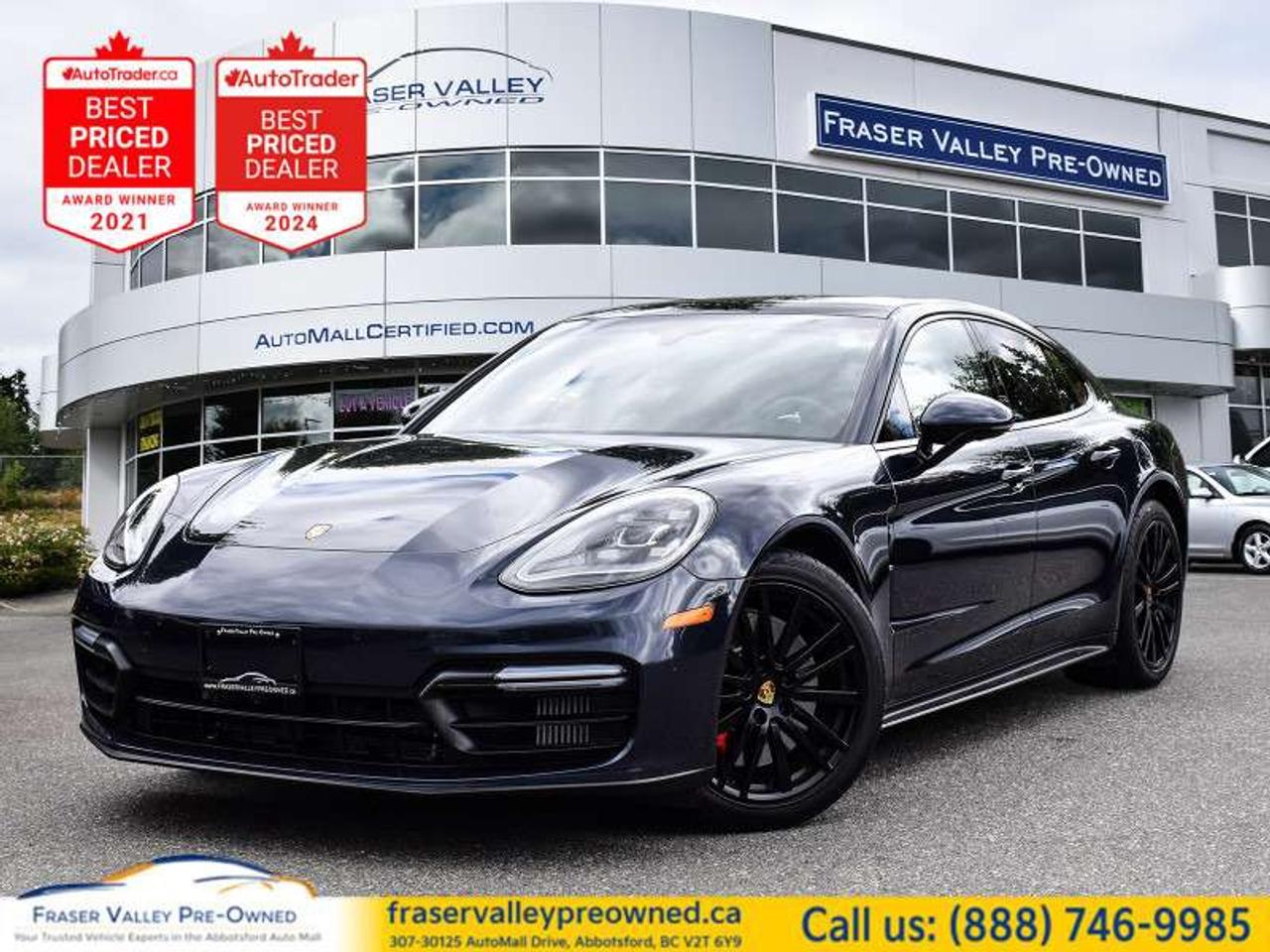 <b>
 
</b>
  <b>2020 PORSCHE PANAMERA GTS AWD - GERMAN-MANUFACTURED - CARMINE RED INTERIOR - SPORT EXHAUST - 65,960 KM</b>
 
<i>453HP Twin-Turbo V8, Adaptive Air Suspension, Red Brembo Calipers, Black GTS Wheels, Sport Plus Mode, Navigation</i>
 
Fraser Valley Pre-Owned is proud to present this 2020 Porsche Panamera GTS in Deep Night Blue Metallic over Carmine Red leather - and if we are being honest, this is exactly how we would build one ourselves. Deep Night Blue pulls almost black in the shade and comes alive in the sun, and paired against Carmine Red perforated leather it creates an interior that genuinely earns a second look every single time. The GTS is not a Panamera with a badge upgrade - it is the performance-focused variant with a 453-horsepower twin-turbocharged 4.0L V8, PDK dual-clutch transmission, adaptive air suspension, Sport Chrono, and a Sport exhaust that sounds exactly the way a four-door Porsche should. Red brake calipers flash through the gloss black GTS wheels, the adaptive rear spoiler does its job quietly at speed, and the cabin - red leather, GTS sport steering wheel, 14-way power seats, Porsche Communication Management, and that wide instrument display - reminds you at every turn what this car cost when it was new. Fourteen service records through a franchised Porsche dealer, accident free, assembled in Germany, and now sitting at Fraser Valley Pre-Owned at a fraction of its original sticker. Some vehicles you sell. Some you have to talk yourself out of keeping. This is the second kind.
 
<b>Highlights</b>
 
2020 Porsche Panamera GTS AWD
Deep Night Blue Metallic exterior
Carmine Red perforated leather interior
65,960 km
4.0L Twin-Turbocharged V8 - 453HP
8-Speed PDK dual-clutch transmission
Porsche All-Wheel Drive
Porsche Active Suspension Management
Adaptive air suspension - selectable chassis height
Sport Chrono Package
Selectable drive modes - Normal, Sport, Sport Plus, Individual
Sport exhaust system
Porsche Torque Vectoring Plus
Electronically controlled rear differential
GTS-specific black multi-spoke alloy wheels
Red Porsche brake calipers
Adaptive rear spoiler
14-way power adjustable front sport seats
Heated front seats
Heated sport steering wheel with GTS badging
Porsche Communication Management
Integrated navigation
12.3-inch Porsche widescreen display
Sport tachometer with analog clock
Panoramic roof
Bluetooth connectivity
Apple CarPlay
WiFi 4G hotspot
Reverse camera
Proximity entry with push-button start
Power tailgate
Dual-zone climate control
Front and rear parking sensors
Lane change assist
No accident or damage records on Carfax
14 service records on Carfax
Assembled in Germany
 
<b>Restoration Notes</b>
 
Carfax confirms no accidents or damage records and normal branding throughout. An exceptional 14 service records on file - this Panamera GTS was serviced consistently at Porsche of London through its early years, covering pre-delivery inspection, recommended maintenance, brake fluid service, and battery and charging system checks, all performed at a franchised Porsche dealer. A rare, properly optioned GTS arriving with a documented Porsche dealer service history is exactly what a discerning buyer should expect. Serviced and inspected to Fraser Valley Automall standards before hitting the lot.
 
Trades welcome.
 
Finance and warranty options available for all types of credit situations.
 
<b>Dealership:</b>
 
Fraser Valley Pre-Owned occasionally comes across a vehicle that stops everyone on the lot. This Panamera GTS was one of them. Deep Night Blue over Carmine Red, 453 horsepower, Sport exhaust, red calipers, 14 service records, and a Carfax that backs up every claim - this is the rare one. As the only dedicated pre-owned store inside the Fraser Valley Automall, we hold every vehicle to a standard that reflects what is sitting on our lot. Multiple-time AutoTrader Lowest Priced Dealer award winners and proud recipients of the 2025 and 2026 Canadian Consumer Choice Award for Pre-Owned Auto Dealership of the Year. German-built, properly specced, and priced where it belongs. Come see this one in person - photos dont do it justice.
 
307-30125 Auto Mall Drive, Abbotsford, BC V2T 6Y9
Fraser Valley Automall
www.fraservalleypreowned.ca
 
All finance/lender options available - cash purchases welcome
 

 
To apply right now for financing use this link: <a href=https://www.fraservalleypreowned.ca/abbotsford-car-loan-application-british-columbia target=_blank>https://www.fraservalleypreowned.ca/abbotsford-car-loan-application-british-columbia</a>
 

| Our Quality Guarantee: We maintain the highest standard of quality that is required for a Pre-Owned Dealership to operate in an Auto Mall. We provide an independent 360-degree inspection report through licensed 3rd Party mechanic shops. Thus, our customers can rest assured each vehicle will be a reliable, and responsible purchase.  |  Purchase Disclaimer: Your selected vehicle may have a differing finance and cash prices. When viewing our vehicles on third party  marketplaces, please click over to our website to verify the correct price for the vehicle. The Sale Price on third party websites will always reflect the Finance Price of our vehicles. If you are making a Cash Purchase, please refer to our website for the Cash Price of the vehicle.  | All prices are subject to and do not include, a $995 Finance Fee, a $995 Document Fee, and a $499 GPS Lot Pack. VSA Security Fee of $10 is applicable as we are a Certified VSA Dealer (#40190).  These fees as well as taxes, are included in all listed listed payment quotes. Please speak with Dealer for full details and exact numbers.  o~o