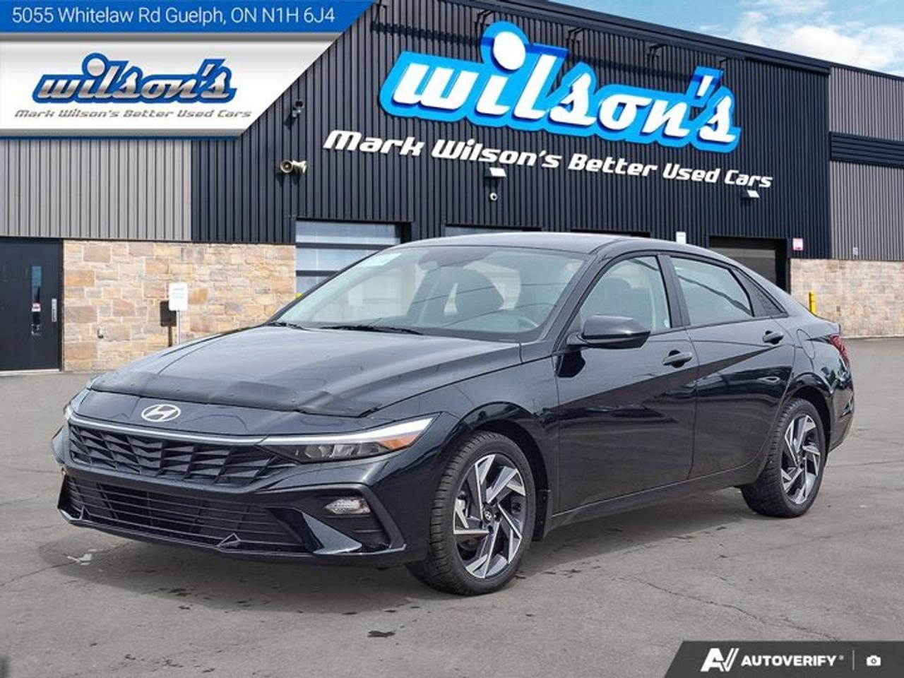 Look at this certified 2026 Hyundai Elantra Preferred w/ Tech PKG | Sunroof | Heated Seats | Cruise | CarPlay and More !. Its Automatic transmission and 2.0 L engine will keep you going. This Hyundai Elantra comes equipped with these options: Sunroof, Apple Car Play, Air Conditioning, Cruise, Heated Seats, Tilt Steering Wheel, Steering Radio Controls, Power Windows, Power Locks, and Traction Control. Stop by and visit us at Mark Wilsons Better Used Cars, 5055 Whitelaw Road, Guelph, ON N1H 6J4.MASSIVE SELECTION: 500+ vehicles in ONE LOCATION, all Live Market Priced for the best value!STRAIGHTFORWARD & TRANSPARENT PRICING: Our Advertised Price INCLUDES:Safety Certification! (No separate certification fee upcharge).FREE Carfax History Report!NO upcharge for paying cash!CONFIDENCE & PEACE OF MIND: 30-Day/3,000 km Warranty INCLUDED! Plus a 5-Day Exchange Privilege!*EASY FINANCING: Better-than-bank rates, $0 Down, and 3 Months No Payments available OAC. BAD CREDIT APPROVED HERE!WE BUY CARS: Get Top Dollar for your trade, or sell us your vehicle for CASH even if you dont buy ours!www.shopwilsons.comAn Honest, Transparent Buying Experience. Trusted in business since 1961!(Cash Prices Exclude HST and Licensing Fees only.)