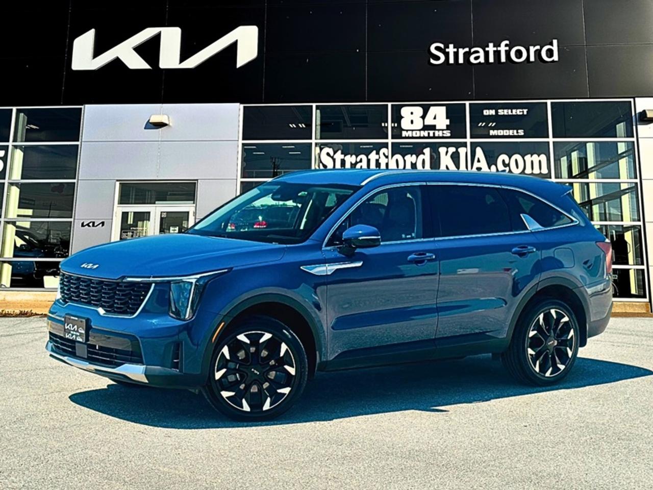<b>Leather Seats!</b><br> <br> Stratford Kia Used Cars & Pre-Owned Superstore: We sell all makes and models.<br><br>Audi, Acura, Alfa Romeo, BMW, Buick, Cadillac, Chevrolet, Chrysler, Dodge, Ram, Ferrari, Ford, GMC, Genesis, Honda, Hyundai, Infiniti, Jaguar, Jeep, Kia, Lamborghini, Land Cruiser, Lexus, Lincoln, Land Rover, Maserati, Mazda, Mercedes AMG, Mercedes Benz, Mini, Mitsubishi, Nissan, Porsche, Ram, Subaru, Tesla, Toyota, Volkswagen, Volvo.<br> <br>With a versatile cabin, a ton of connective features, and endless luxury features, this 2025 Sorento offers comfort in every row. This 2025 Kia Sorento is for sale today in Stratford.<br> <br>With comfort in every versatile row, this powerful and refined 2025 Sorento is ready to offer you a drive like no other. This SUV was designed to go all the way no matter where you go, and get you there in comfort and style. With amazing technology and versatility in every nook and cranny, this 2025 Sorento is ready for more than adventure, it’s ready to be character in your story. Try out the future of SUVs today in this 2025 Kia Sorento.<br> <br>This SUV has 33,805 km. Its Midnight Black in colour and is completely accident free based on the <a href=https://vhr.carfax.ca/?id=W/am8ojktrK1wzg73oQIM5r7b0UZdI2t target=_blank>CARFAX Report</a>. It has an Automatic transmission and is powered by a 4 Cylinder engine. <br> <br> Our Sorentos trim level is EX. This Sorento EX trim steps things up with a power liftgate for rear cargo access, a heated steering wheel, dual-zone climate control and artificial leather seating upholstery, along with great standard features such as heated front seats, mobile hotspot internet access, adaptive cruise control, proximity keyless entry, and a 12.3-inch infotainment screen with Apple CarPlay, Android Auto, and Kia Connect. Safety features also include lane keeping assist with lane departure warning, blind spot detection, front and rear parking sensors, and front and rear collision mitigation. This vehicle has been upgraded with the following features: Leather Seats.<br> <br>To apply right now for financing use this link: <a href=https://www.stratfordkia.com/credit-application/ target=_blank>https://www.stratfordkia.com/credit-application/</a><br> <br/><br>While every effort is made to ensure accuracy, we are not responsible for any errors and omissions. ***In-stock vehicle may differ from online listing— Please confirm details with dealerPlease see your dealer for current pricing. <br><br>Stratford Kia is a proud member of the Trinity Auto Group. Serving Stratford and South Western Ontario. We invite you to experience our unparalleled Customer Service and truly enjoy your Car Buying experience, the way it should be. WE NEED YOUR TRADE! We offer top market value for trade ins. We also offer a great selection of Pre-Owned Vehicles. Our second-to-none reconditioning process and attention to detail are why our customers know they can buy with confidence. Experience the Stratford Kia difference today! 863 Erie Street. Stratford Ont. N5A 6S4<br> Come by and check out our fleet of 30+ used cars and trucks and 110+ new cars and trucks for sale in Stratford.  o~o