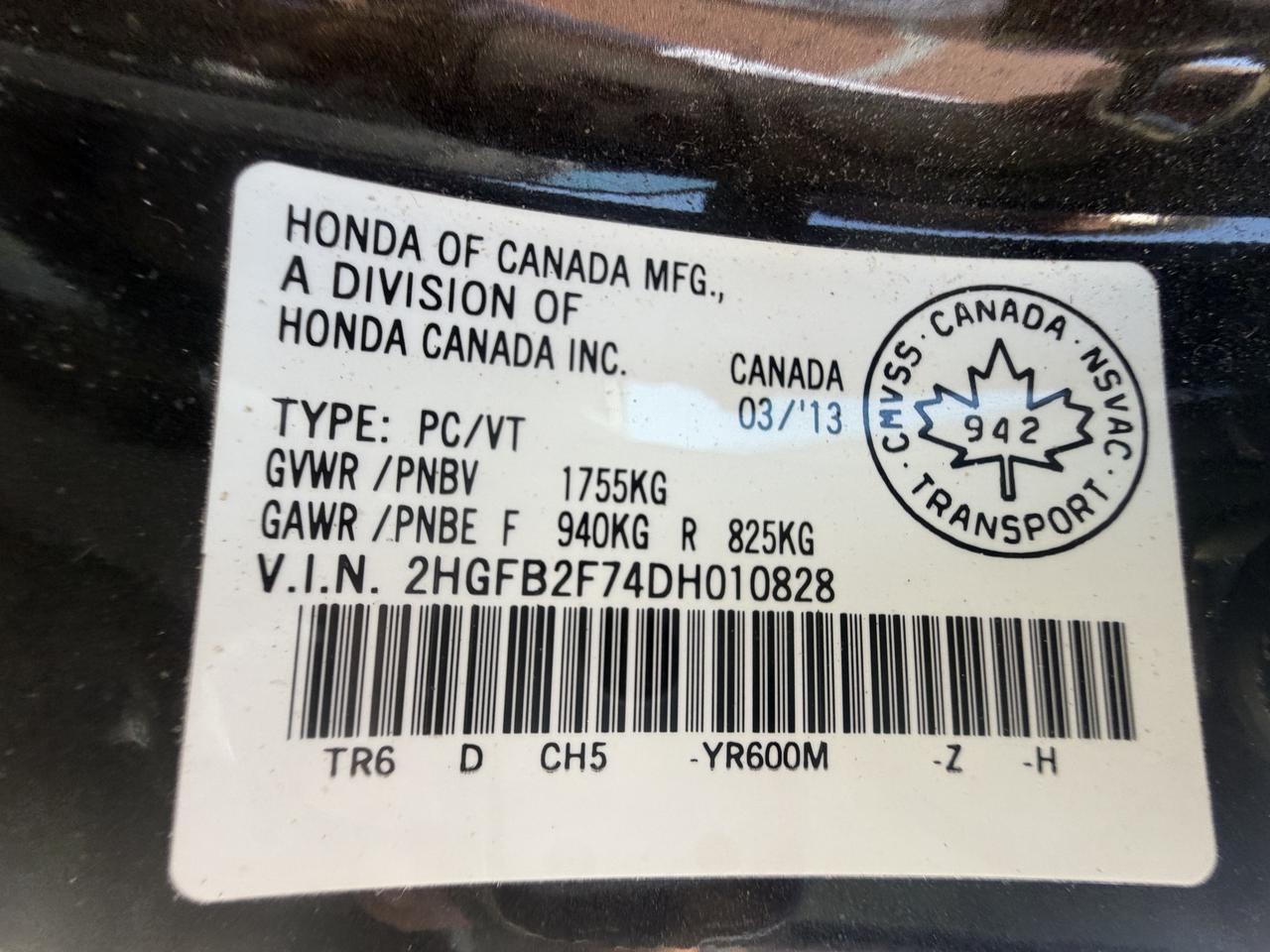 2013 Honda Civic Touring !! 35688 KMS !! ONE OWNER ! CAR FAX CLEAN Photo