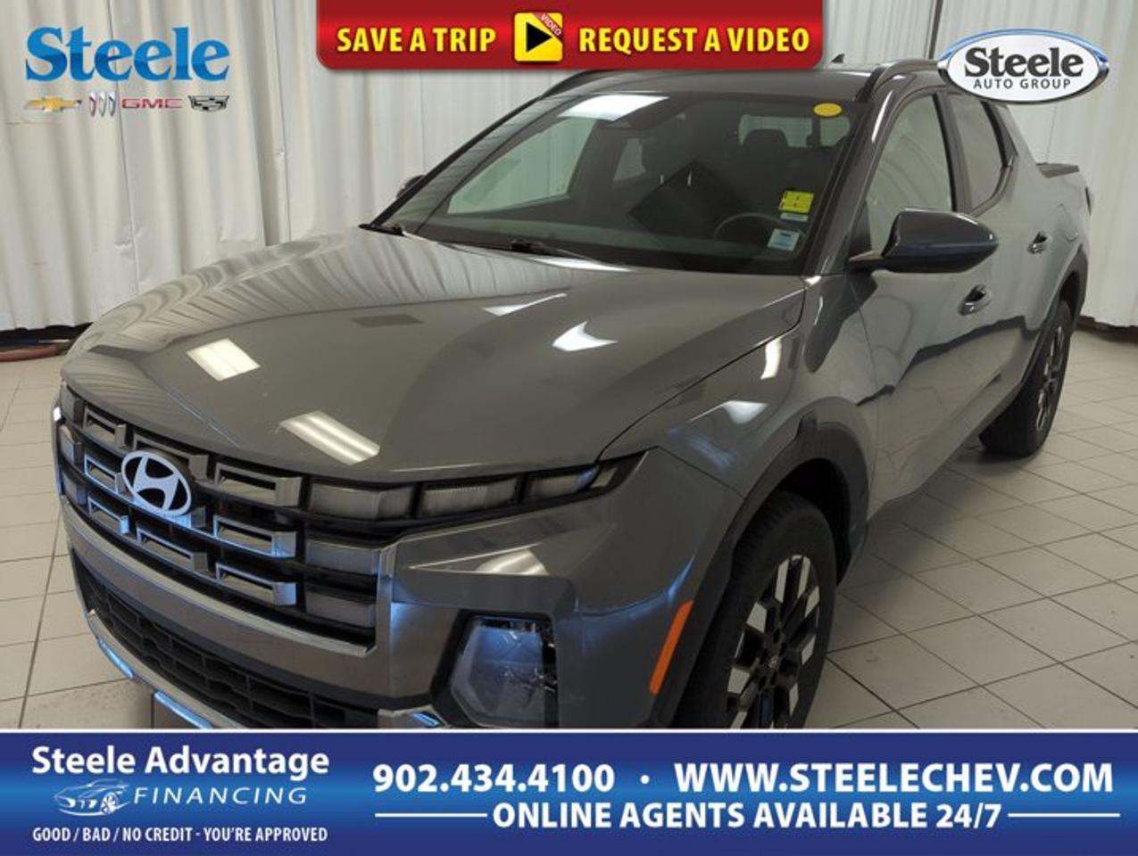 Built for drivers who want pickup utility without giving up everyday comfort, this used 2025 Hyundai Santa Cruz Preferred brings a smart blend of versatility, efficiency, and modern design to Dartmouth. Finished in Grey with a Black interior, this four-door Santa Cruz Preferred features automatic transmission, all-wheel drive, and a turbocharged 2.5-litre gas engine. With 35,019 km, it is ready for work, errands, and weekend travel with confidence.FEATURES OF THE Santa Cruz PreferredTurbocharged 2.5-litre four-cylinder gas engineAutomatic transmission for smooth daily drivingAll-wheel drive for added tractionFour-door cabin with versatile pickup designTRUCK FEATURESOpen cargo bed for flexible haulingCompact size suits urban truck usePickup versatility with passenger-friendly cabinUseful bed access for everyday loadsADVANCED SAFETY FEATURESAll-wheel drive supports steady road gripFour-door design aids easy passenger accessElevated seating helps improve outward visibilitySolid truck platform inspires daily confidencePERFORMANCE AND EFFICIENCYTurbo engine delivers strong everyday responseAutomatic transmission shifts smoothly in traffic2.5-litre gas engine balances power needsAll-wheel drive adds year-round capabilityCOMFORT AND CONVENIENCEBlack interior offers a clean lookFour full doors improve daily usabilityComfortable cabin suits commuting and travelPickup layout blends utility and comfortTECHNOLOGY AND CONNECTIVITYDriver-focused controls support simple operationModern cabin layout feels clear, intuitiveAutomatic transmission enhances relaxed driving experiencePractical design supports everyday driving easeCARGO SPACERear bed handles gear and suppliesFlexible hauling for home improvement tasksCabin and bed support mixed cargoPickup box suits active lifestyles wellWHAT OTHER OWNERS LIKEUseful blend of truck and SUVTurbo power feels strong and smoothAll-wheel drive boosts year-round confidenceCompact size makes parking much easierThe 2025 Hyundai Santa Cruz Preferred stands out by offering the usefulness of a pickup in a size that feels easy to live with every day. For many drivers, a full-size truck can be more than they need. This Santa Cruz Preferred answers that with a practical footprint, a comfortable four-door cabin, and the flexibility of an open bed for gear, tools, or weekend supplies.Its intercooled turbocharged 2.5-litre four-cylinder gas engine gives this Santa Cruz Preferred the kind of power that feels well suited to both city streets and highway merging. Paired with an automatic transmission, it delivers smooth operation in daily driving. The all-wheel drive system adds extra confidence when road conditions change, which is especially useful through Atlantic Canadian weather.The Grey exterior gives this Santa Cruz Preferred a clean, modern look that suits its smart design. It looks refined enough for commuting and professional use, while still showing the toughness expected from a pickup. Inside, the Black interior creates a simple, durable environment that feels ready for daily use, whether you are heading to work, picking up supplies, or loading sports gear.One of the biggest strengths of this Santa Cruz Preferred is its versatility. The four-door layout makes it easy to bring passengers along, while the truck bed adds the kind of utility many crossovers simply cannot match. That means you can handle garden centre runs, luggage, outdoor equipment, or bulky cargo without giving up the comfort of a passenger-friendly cabin.With 35,019 km on the odometer, this used 2025 Hyundai Santa Cruz Preferred offers a modern driving experience with practical truck capability. It is a smart fit for drivers who want turbocharged performance, all-wheel drive traction, and flexible cargo options in one well-rounded package. Available now at Steele Chevrolet Buick GMC in Dartmouth, this Santa Cruz Preferred is ready to bring comfort, capability, and everyday usefulness together in one sharp pickup.This 2025 Hyundai Santa Cruz Preferreds VIN is: 5NTJCDDF0SH140154 .
