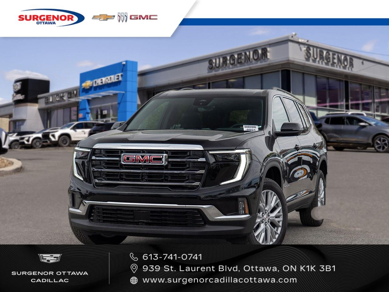 <p>Introducing the elegant 2026 GMC Acadia AWD Elevation, a new SUV in a stunning black exterior, enhanced with the precision of an all-wheel-drive system. Its dynamic handling ensures a responsive and comfortable drive, whether cruising downtown streets or exploring rugged trails.</p><p>The exterior of this Acadia Elevation is both bold and refined, featuring bright silver aluminum wheels and all-season blackwall tires, beautifully contrasted against the Ebony Twilight Metallic paint. Step inside to discover an inviting brown interior with seating for seven, including front bucket seats and flat-folding captains chairs in the second row. The spacious cabin is topped with a panoramic sunroof with a sunshade, bringing a touch of luxury and natural light into your drive.</p><p>The Acadia boasts a wealth of technology designed to keep you connected and safe. It includes a backup camera, lane assist, and parking sensors, alongside innovative convenience features like keyless entry, a 6-way power passenger seat, and a head-up display for enhanced driver awareness. Heated seats throughout the cabinincluding rear outboard positionsand a heated steering wheel keep you warm during those chilly Canadian winters.</p><p>For families or tech-savvy adventurers seeking reliability and comfort, the GMC Acadia AWD Elevation is the ideal companion. Reach out to Surgenor Chevrolet Buick GMC Cadillac today for more information on how to elevate your driving experience.</p>