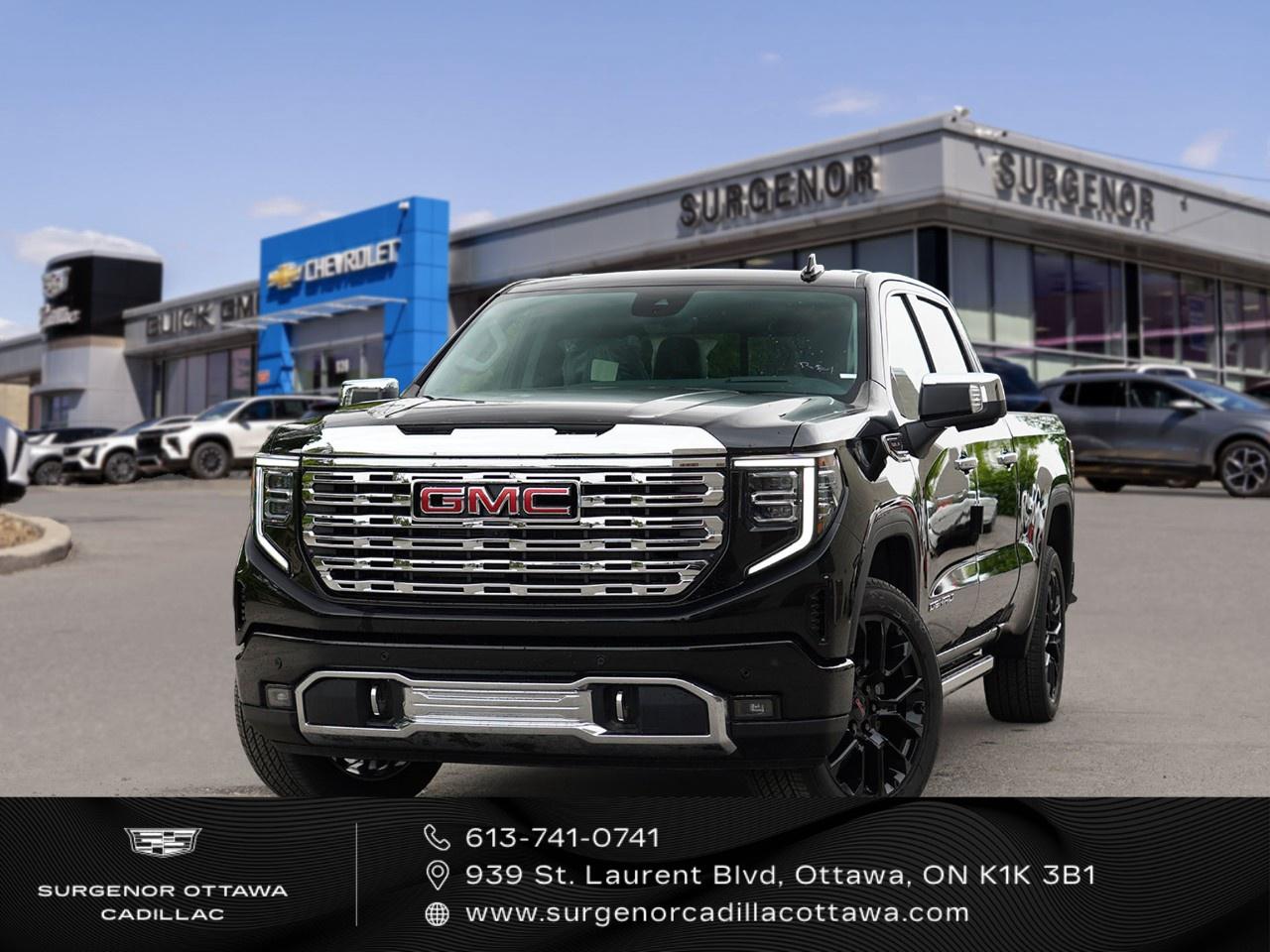<p>The 2026 GMC Sierra 1500 Denali in a stunning Black finish with a 4×4 drivetrain offers a commanding presence and unequaled handling across any terrain. This truck epitomizes power and elegance combined.</p><p>The exterior of this truck is completed with eye-catching alloy wheels and running boards that add both functionality and style. The black interior exudes luxury with its premium leather seats, perfectly complementing the refined design. For those chilly Canadian winters, heated seats front and back, along with a heated steering wheel, ensure warmth and comfort.</p><p>Advanced technology enhances this vehicle, including a cutting-edge navigation system and a backup camera for seamless maneuvering. Stay connected on the go with a Wi-Fi hotspot and smart device integration. Safety is paramount with features like lane assist and adaptive cruise control, providing peace of mind and ease of driving.</p><p>This luxurious and robust truck is ideal for those who value performance and sophistication alike. Dont miss the chance to experience the exceptional features of the 2026 GMC Sierra 1500 Denali. Contact us today for more information and make this exceptional vehicle yours.</p>