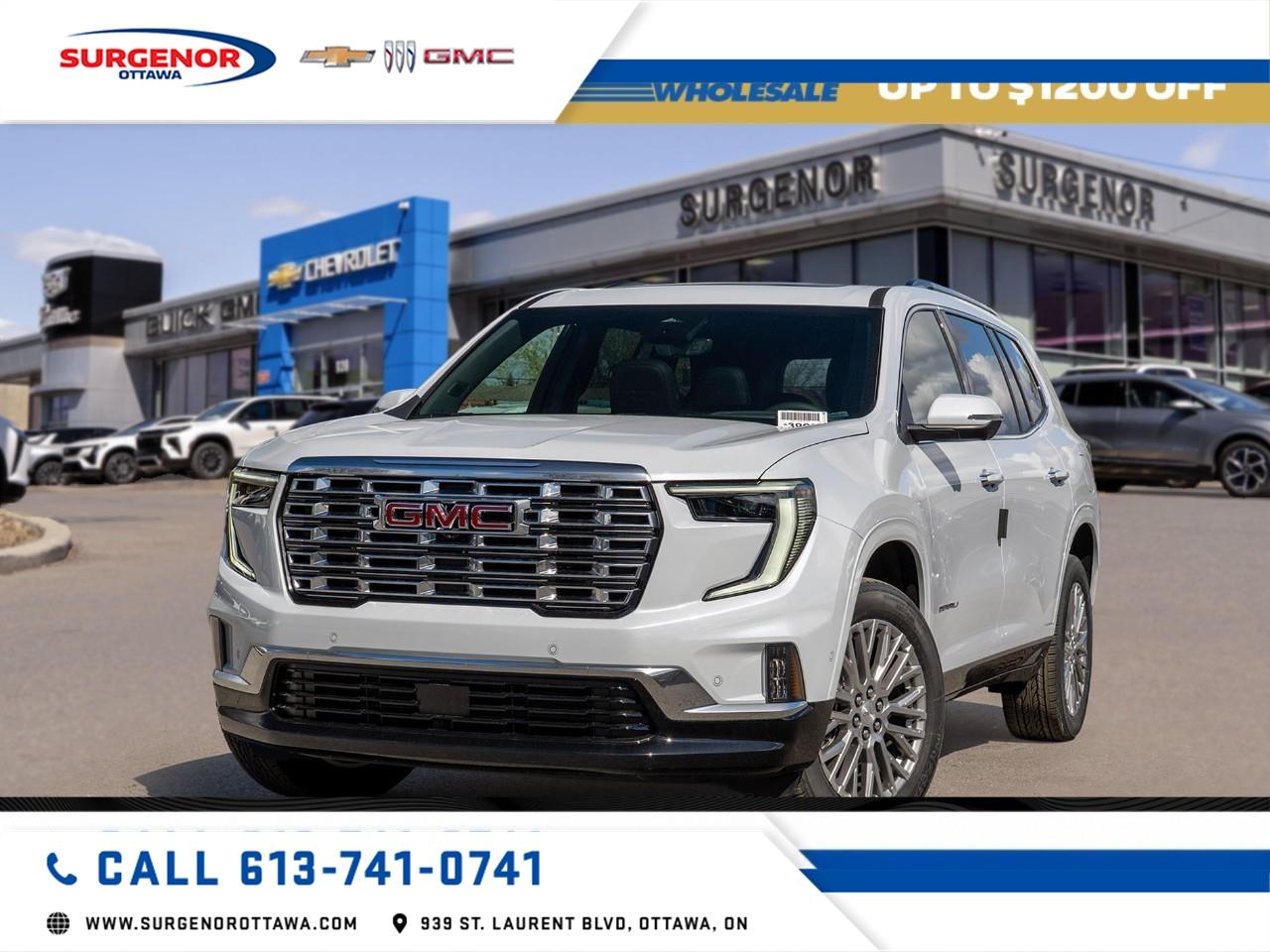 <p>Discover the elegance and performance of the 2026 GMC Acadia AWD Denali, presented in a stunning white finish with all-wheel drive for exceptional handling in Canadian conditions. This SUV embodies sophistication with its bold exterior and 20" pearl nickel machined aluminum wheels, complemented by a panoramic power sunroof for an open-air experience.</p><p>Step inside and enjoy an interior crafted for comfort and luxury, featuring perforated leather-appointed seats in "After Dark" styling. Front bucket seats, heated and cooled for optimal comfort regardless of the season, enhance the driving experience. Keyless entry and a smart device integration ensure you stay conveniently connected on the go, while the third-row seating provides room for all your passengers.</p><p>Advanced technology elevates the ride with the Super Cruise package, offering unrivaled driver assistance that includes Enhanced Automatic Parking Assist and Driver Attention Assist. A suite of safety features, such as lane assist, parking sensors, and a comprehensive backup camera, provides peace of mind at every turn.</p><p>The 2026 GMC Acadia AWD Denali is perfect for families and adventurers seeking a vehicle that combines performance, style, and cutting-edge technology. Contact Surgenor Chevrolet Buick GMC Cadillac today for more information and to schedule a test drive, and experience firsthand why this SUV is the ideal choice for your lifestyle.</p>