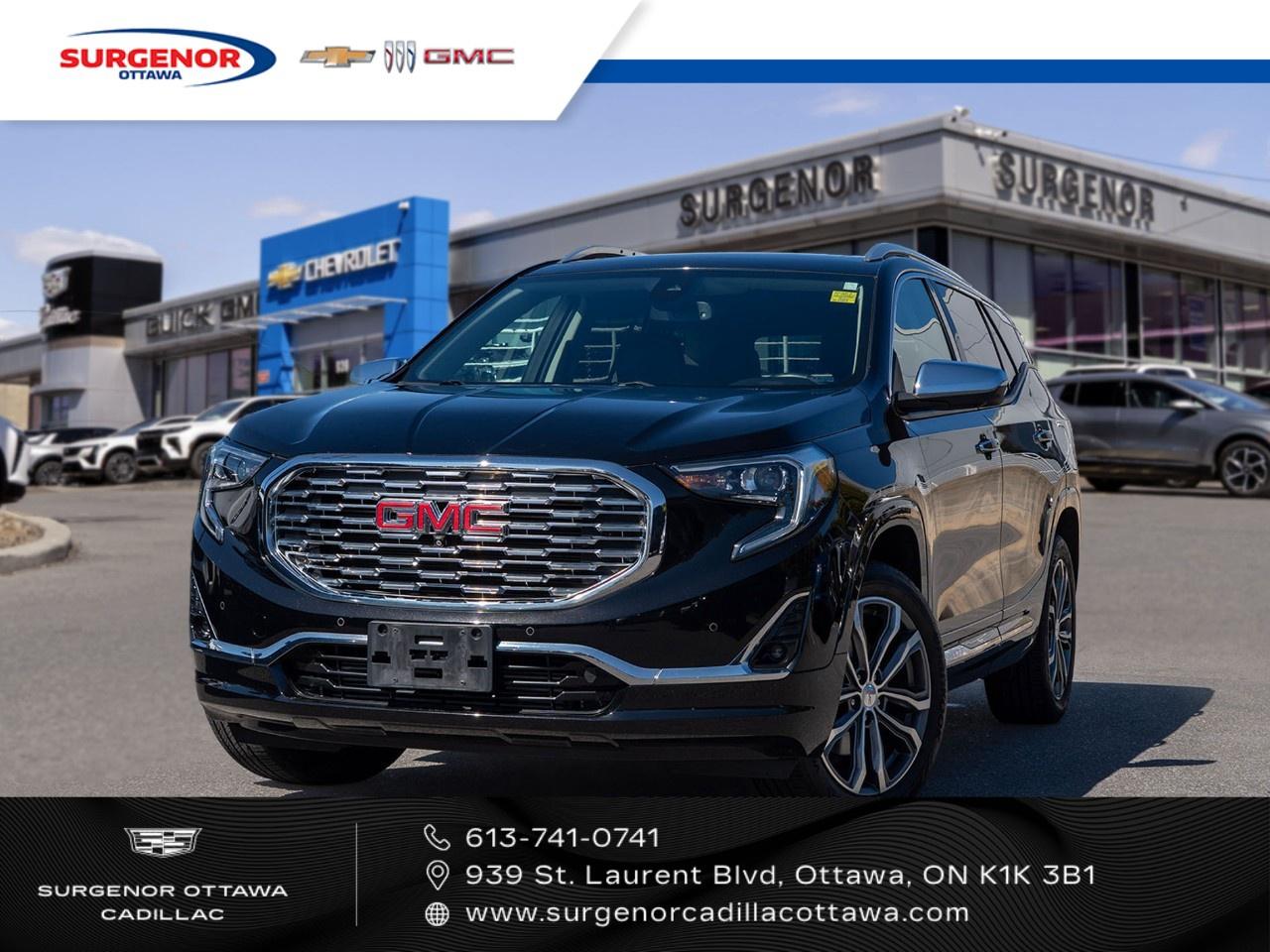 <p>The 2020 GMC Terrain AWD Denali in a striking Ebony Twilight Metallic is engineered for those who value performance with the versatility of all-wheel drive. This SUV handles roads smoothly, ensuring every journey is enjoyable and steady, no matter the terrain.</p><p>On the outside, its Black exterior captivates with sophisticated styling and the Denali trim adding unmistakable flair. Inside, the Terrain impresses with a luxurious black interior featuring leather seats and a leather steering wheel for a premium touch and comfort. With alloy wheels, the distinctive aesthetic ensures that looking chic on the road is as easy as getting behind the wheel.</p><p>When it comes to technology and safety, this Terrain is equipped for today's tech-savvy driver. A comprehensive infotainment system with smart device integration, satellite radio, and a Wi-Fi hotspot keep you connected as you navigate, while the navigation system ensures you're always on the best route. Safety is paramount with features like a backup camera, parking sensors, and lane assist, complemented by powerful conveniences like a remote start and keyless entry.</p><p>Whether you're a family looking for a reliable ride or an individual seeking a blend of luxury and capability, the GMC Terrain Denali awaits. Reach out to our dealership today to explore this remarkable SUV further and elevate your driving experience.</p>