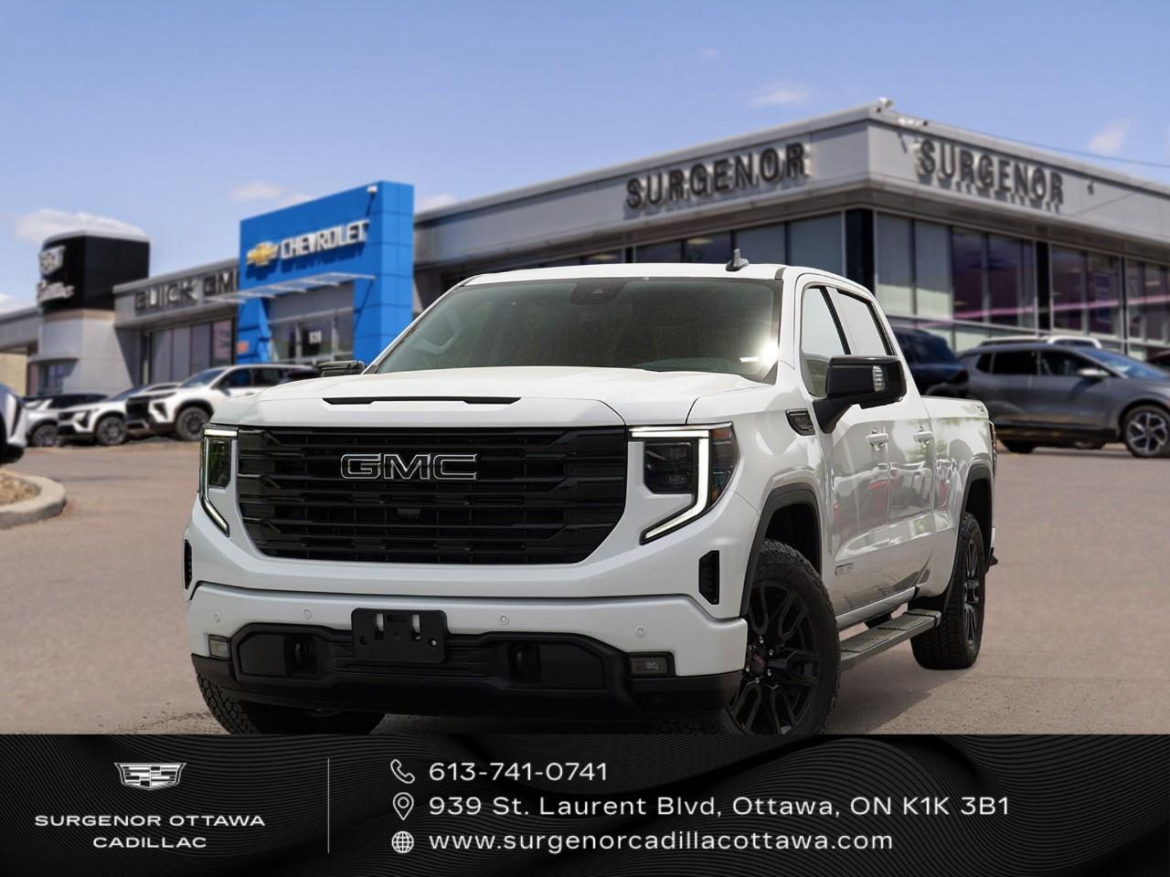 <p>The 2026 GMC Sierra 1500 Elevation Crew Cab Standard Box 4-Wheel Drive in pristine white is here to elevate your driving experience. With its robust 4×4 drivetrain, the Sierra offers exceptional handling on every terrain. The exterior sports striking 20" high gloss black painted aluminum wheels and a MultiPro tailgate, facilitating easy access and loading. Stepping inside, the cabin invites you into a world of luxury with its Jet Black leather-appointed seating and thoughtful amenities like heated front seats and a heated steering wheel. The floor-mounted center console offers convenient power cord management and storage space to keep your ride organized. Technological excellence is at the heart of this Sierra, featuring a 13.4-inch diagonal GMC Premium Infotainment System installed with Google apps for navigation and voice assistance. Stay connected with wireless Android Auto and Apple CarPlay, and streaming audio via Bluetooth for a seamless experience. Safety and driver assistance are top-notch with features like adaptive cruise control, HD surround vision, and rear cross traffic braking, ensuring peace of mind on any journey. Ideal for adventurers and families seeking reliability and high-performance capabilities, this Sierra was crafted with you in mind. Contact Surgenor Chevrolet Buick GMC Cadillac today to learn more about this compelling machine!</p>