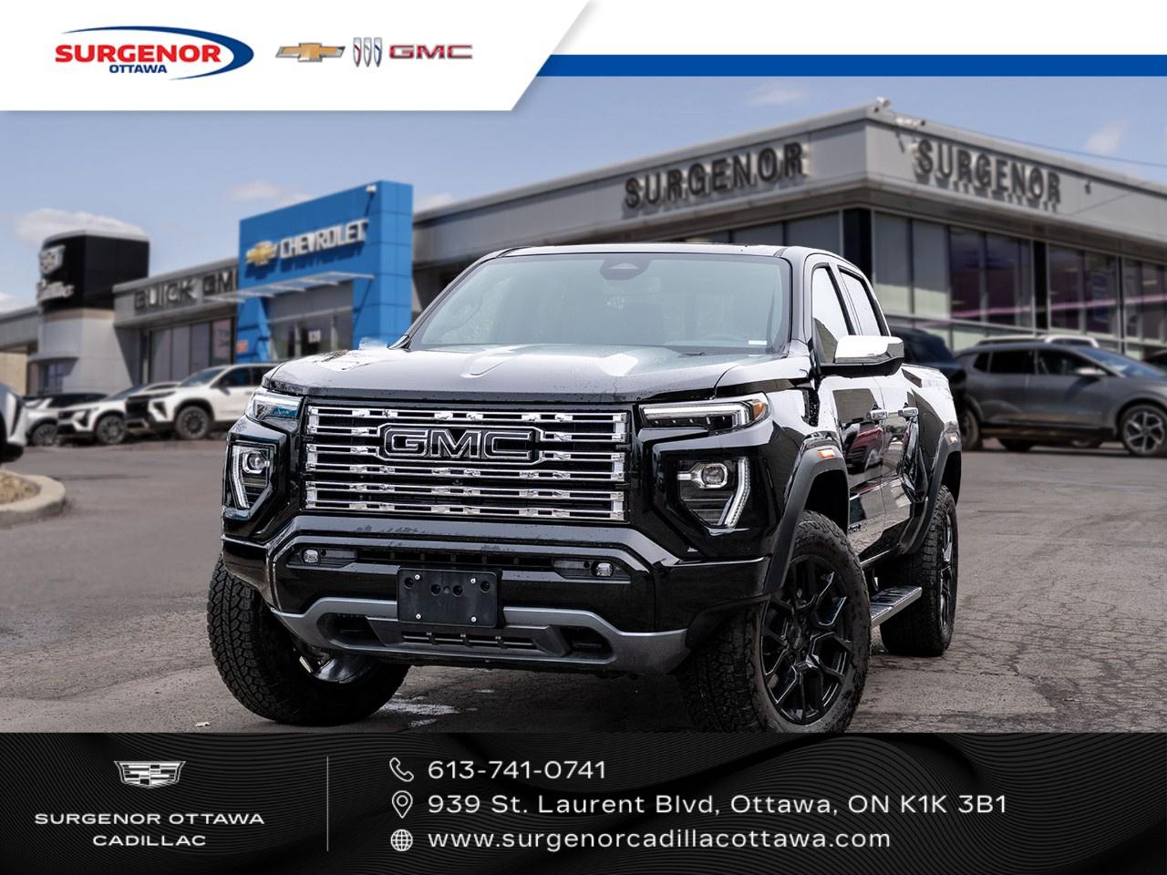 <p>Introducing the new 2026 GMC Canyon Denali in a refined Black finish with a robust AWD drivetrain and automatic transmission. This truck promises a dynamic driving experience whether you're navigating city streets or off-road trails.</p><p>On the outside, the rugged yet sophisticated styling is evident, highlighted by alloy wheels and running boards that enhance its robust profile. Inside, the black leather seats exude luxury and comfort, accompanied by modern conveniences such as power seats and windows.</p><p>Technologically advanced, this GMC Canyon boasts a variety of high-end features designed for your safety and entertainment. Highlights include a heads-up display, advanced lane assist, and parking sensors, ensuring you're well-supported on every journey. Connectivity is seamless with Bluetooth, satellite radio, and a smart device integration system, while the Wi-Fi hotspot keeps you connected on the road.</p><p>Perfect for drivers seeking a blend of elegance and capability, the GMC Canyon Denali meets the needs of both urban explorers and outdoor adventurers alike. To discover more about this exceptional truck, contact us today at the dealership.</p>
