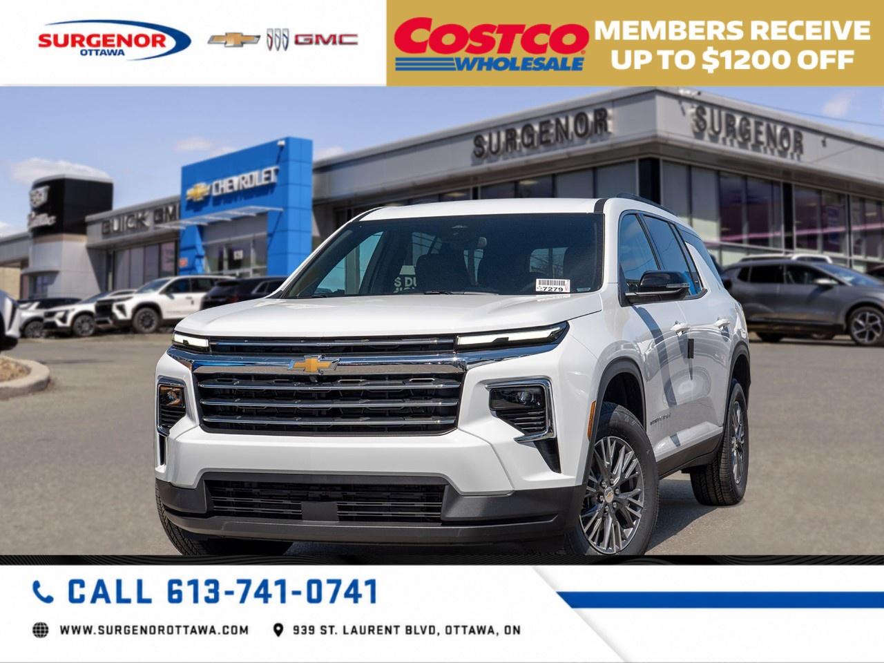 <p>Experience the elegance of the 2026 Chevrolet Traverse LT AWD in a pristine white finish. This SUV is equipped with an automatic transmission and all-wheel drive, perfectly engineered to handle Canadian terrains with confidence.</p><p>The Traverse's exterior, accentuated by 18" Grazen Metallic Machined-Face Aluminum wheels and all-season blackwall tires, is both bold and refined. Inside, the LT Jet Black Evotex seat trim enhances the spacious interior that comfortably accommodates seven passengers in a 2-2-3 seating configuration. The third row ensures everyone has their own space, while the air conditioning, heated seats, and power windows add an element of comfort to every journey.</p><p>Stay connected on the road with the Traverses cutting-edge technology including a Wi-Fi hotspot and smart device integration. Safety features such as a backup camera, lane assist, and parking sensors ensure peace of mind while driving. The vehicle is further equipped with advanced driver assistance features like Adaptive Cruise Control and brake assist, creating a secure driving environment.</p><p>This vehicle is ideal for families looking for a reliable and spacious SUV that doesnt skimp on style and technology. For more details or to schedule a viewing, contact Surgenor Chevrolet Buick GMC Cadillac today.</p>