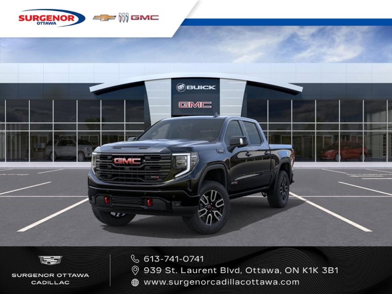 <p>The 2026 GMC Sierra 1500 AT4, available in a sleek black finish, is designed for those who demand an exceptional drive with its 4×4 drivetrain and advanced handling systems. This new truck offers the perfect blend of power and style, featuring a robust 6.2L V8 engine that delivers an impressive 420 horsepower. </p><p>With its bold exterior, the Sierra 1500 AT4 commands attention wherever it goes. Step inside to find a sophisticated black interior, enhanced with Kalahari accents and premium perforated leather front seat trim, assuring both comfort and luxury. You'll appreciate the practicality of features like a rear sliding power window and the convenience of keyless entry. Experience superior comfort with heated and cooled front seats, as well as heated rear seats for your passengers. </p><p>The 2026 Sierra 1500 AT4 boasts state-of-the-art technology designed to keep you connected and safe. The 13.4" diagonal premium GMC Infotainment System includes Google built-in apps, navigation, and a colour touch-screen. Enjoy seamless integration with your smart devices through features such as Bluetooth, Android Auto, and Apple CarPlay. Safety is paramount, with advanced driver assistance technologies like lane assist, front and rear parking sensors, and adaptive cruise control. The vehicle also features a multicolour 15" diagonal Head-Up Display and a Rear Camera Mirror for enhanced visibility. </p><p>This truck is ideal for individuals seeking a perfect balance of rugged capability and modern sophistication. Whether you need a reliable vehicle for tough jobs or a stylish ride for everyday adventures, the Sierra 1500 AT4 is up to the task. Contact Surgenor Chevrolet Buick GMC Cadillac today to learn more about this exceptional vehicle.</p>