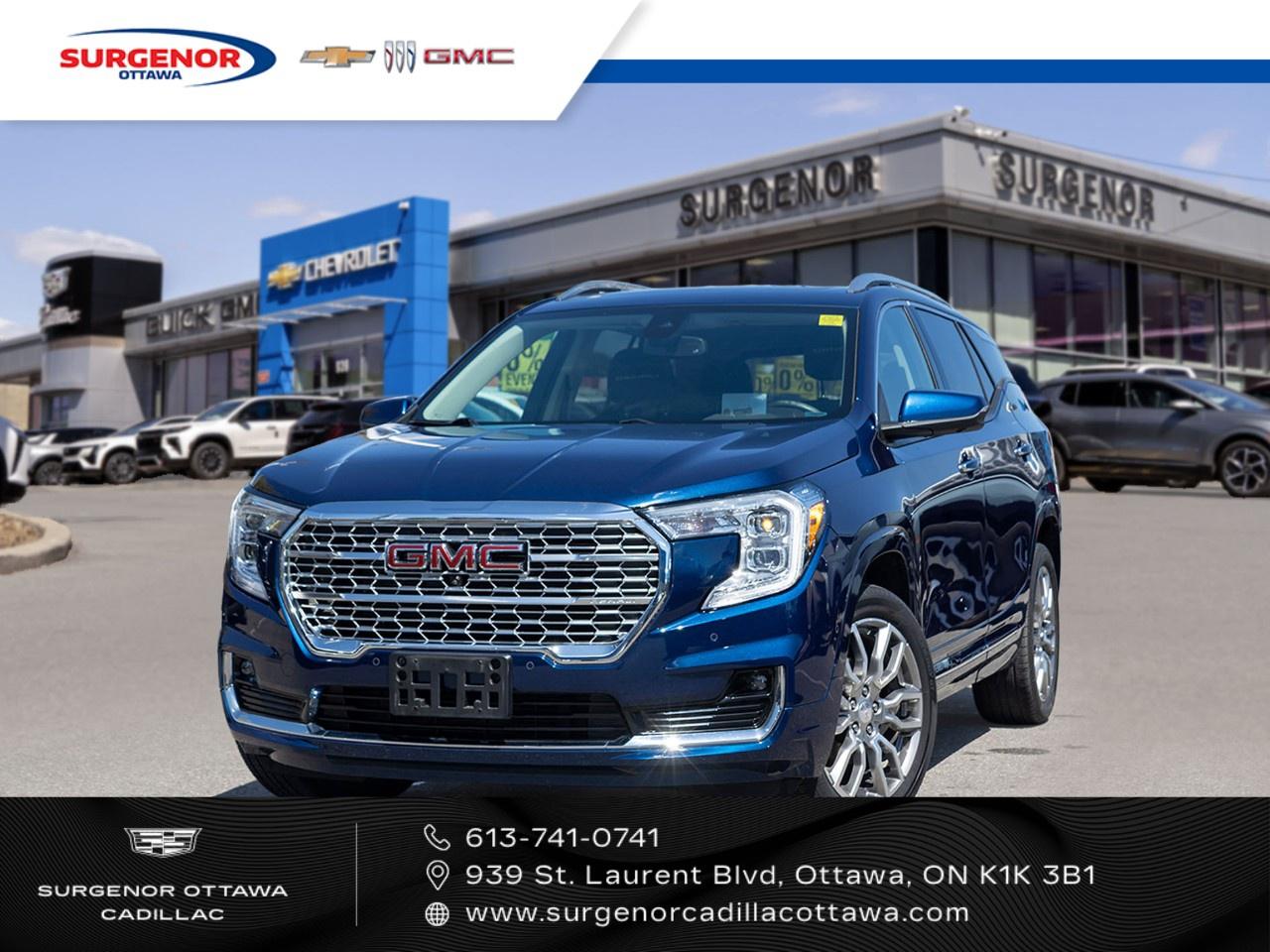 <p>Introducing the 2022 GMC Terrain AWD Denali in a stunning green hue. With its all-wheel-drive capability, this SUV promises precise handling and a confident drive on all terrains.</p><p>Step outside and admire the distinctiveness of its alloy wheels and the Hunter Metallic finish making a statement on every road. Inside, luxury meets practicality with leather seatsboth front and rear seats are heated for your comfort during the chilly months, and you can stay cool in the summer with ventilated front seats. The power-adjustable seats ensure personalized comfort, while the leather-wrapped, heated steering wheel adds a touch of elegance and warmth. Additional features such as power windows and cruise control make every drive more enjoyable.</p><p>Stay connected with smart device integration, a Wi-Fi hotspot, and a Bluetooth connection. Your journeys are enhanced with advanced technology like the heads-up display and navigation system, ensuring you're always headed in the right direction. Safety is a priority with features such as adaptive cruise control, lane assist, and parking sensors. These, along with the backup camera and automatic parking, make every maneuver easier and safer.</p><p>Perfect for those who value sophistication combined with technology, the GMC Terrain AWD Denali is ideal for families and professionals on the go. Contact Surgenor Chevrolet Buick GMC Cadillac today to learn more and experience it for yourself.</p>