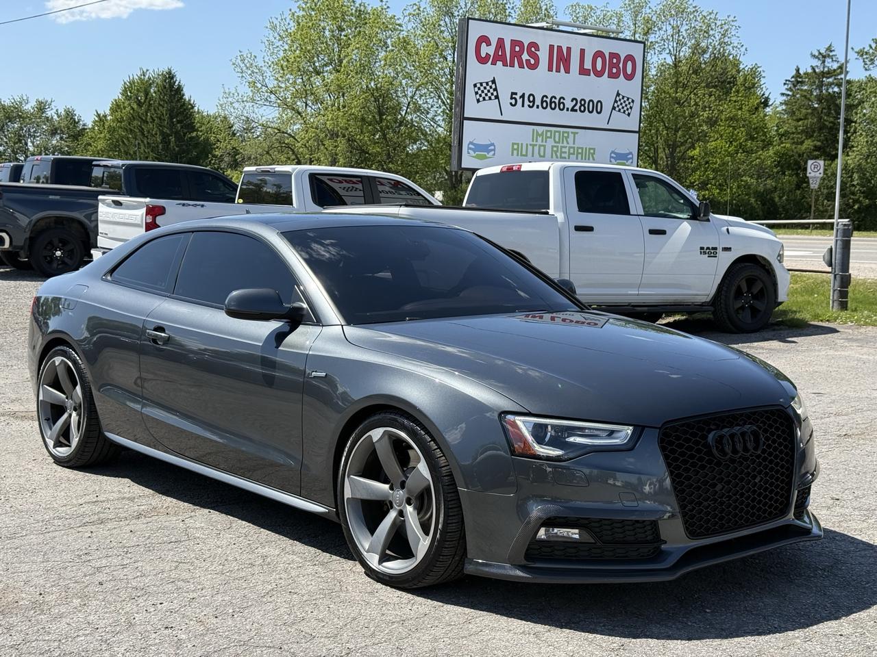 <p>2015 AUDI S5 TECHNIK SUPERCHARGED!</p><p>Safety inspection included in the full asking price // Carfax available&nbsp;</p><p data-start=141 data-end=498>Experience the perfect blend of luxury, performance, and timeless design with this 2015 <span class=hover:entity-accent entity-underline inline cursor-pointer align-baseline><span class=whitespace-normal>Audi S5</span></span>. Powered by Audis legendary 3.0L supercharged V6 engine, paired with the confidence of Quattro all wheel drive, providing exceptional traction and handling in all driving conditions.</p><p data-start=500 data-end=803>Sleek aggressive exterior is complemented by a refined interior featuring premium leather seating, high quality materials, and Audis signature craftsmanship throughout. Whether youre cruising on the highway or carving through back roads, the S5 offers a perfect balance of comfort and sportiness.</p><p data-start=139 data-end=305><strong>CARS IN LOBO LTD.&nbsp; &ndash; Your trusted pre-owned vehicle destination!</strong></p><p>&nbsp;</p><p data-start=139 data-end=305><strong>Located at 6355 Egremont Dr, Komoka, ON N0L 1R0 &mdash; just 7 km west of Hyde Park Rd. Heading west on Fanshawe Park Rd as it becomes Egremont Dr, you&rsquo;ll find us at the traffic lights on the corner of Egremont Dr & Narin Rd in Middlesex county township of Lobo.&nbsp;</strong></p><p>&nbsp;</p><p data-start=139 data-end=305><strong>Serving London, Ontario/Middlesex County for over 10 years. A registered member of the UCDA (Used Car Dealers Association of Ontario) and fully licensed with OMVIC (Ontario Motor Vehicle Industry Council).</strong></p><p>&nbsp;</p><hr><p>&nbsp;</p><p data-start=139 data-end=305><strong><span style=font-size: 14pt;>CARS IN LOBO LTD. (Buy - Sell - Trade - Finance)&nbsp; </span><span style=font-size: 14pt;>Office#&nbsp; 519 666 2800 </span><span style=font-size: 14pt;>TEXT# 519 630 6660</span></strong></p><p>&nbsp;</p><hr><p>&nbsp;</p><p data-start=312 data-end=770><strong>- /Quality, locally sourced pre-owned vehicles at a competitive price<br>- /Safety certification Inspection included at the Full Asking Price! (unless listed otherwise)</strong><br><strong>- /We take all trade ins at a competitive & fair value&nbsp;</strong><br><strong>- /We buy cars outright with no purchase&nbsp;necessary</strong><br data-start=352 data-end=355><strong>- /CARFAX reports available on all cars</strong><br data-start=462 data-end=465><strong>- /Extended warranty options available</strong><br data-start=590 data-end=593><strong>- /Financing options available</strong><br data-start=642 data-end=645><strong>- /We register & plate your vehicle for you (Licensing Extra)</strong><br data-start=714 data-end=717><strong>- /No hidden fees. No pressure. Easy going team that is here to help.&nbsp;</strong></p><p>&nbsp;</p><p data-start=777 data-end=908><strong>Message us anytime or feel free to drop by! We are here to help make your next vehicle purchase simple and stress-free. -> OPEN 6 DAYS WEEK MONDAY - SATURDAY&nbsp;</strong></p><p>&nbsp;</p><p data-start=777 data-end=908>&nbsp;</p>