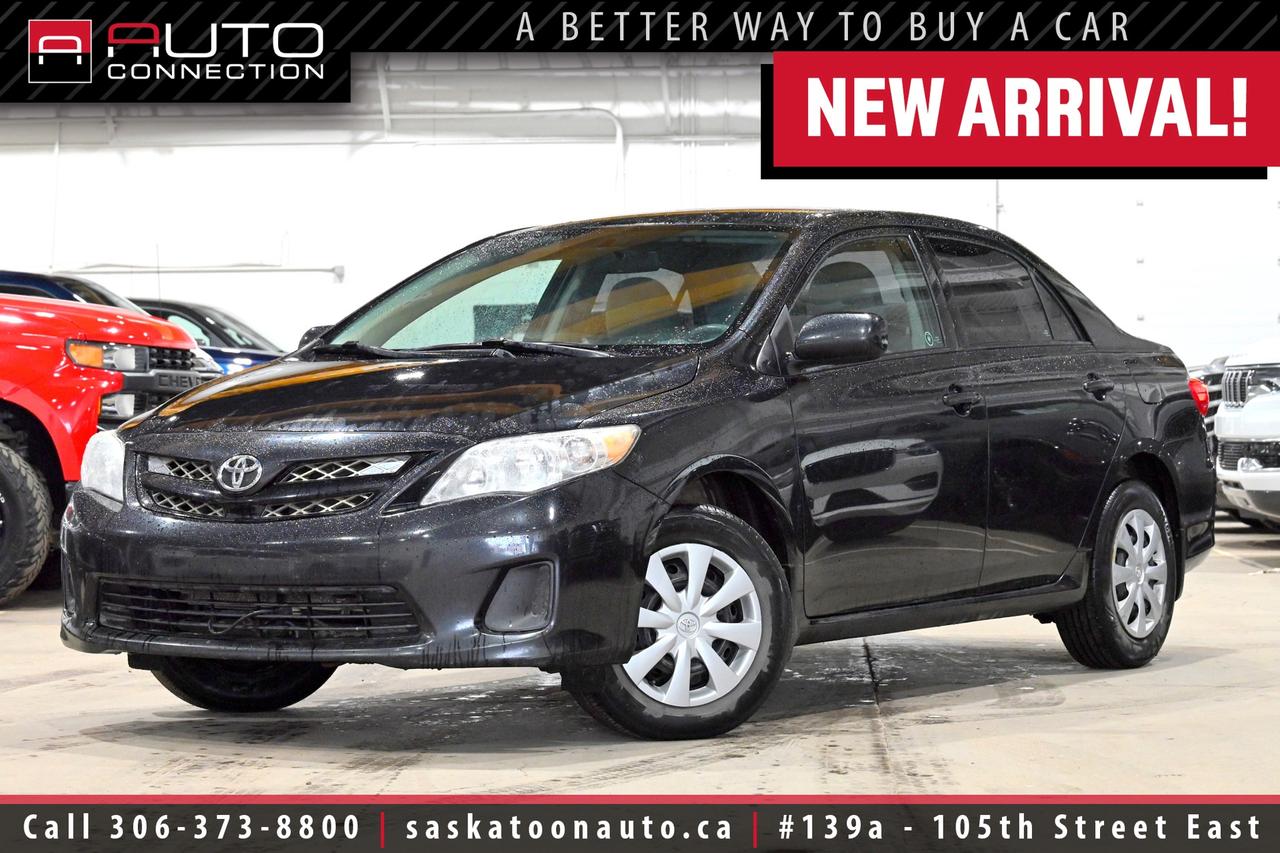 <p><span>Low Kilometers! - Exceptional Fuel Economy - Excellent Condition</span><span><br></span><span><br>This <b>2012 Toyota Corolla CE</b> is a smart, efficient sedan that makes everyday driving easy, comfortable, and affordable. Finished in Black Sand Pearl with a clean Ash Fabric interior, it offers a timeless look that still feels practical and polished. Powered by a reliable 1.8L 4-cylinder engine with a 4-speed automatic transmission, it delivers smooth performance while helping keep fuel costs down with an impressive 8.1L/100km combined rating. Inside, heated front seats, Bluetooth capability, cruise control, and air conditioning with rear seat heater ducts create a comfortable cabin that is well suited for Saskatchewan driving. Convenience features like keyless entry, power windows with drivers-side auto down, power door locks, heated power mirrors, and an AUX input add everyday usability. With 148,387 kilometers, this Corolla has the proven durability and value that have made it a popular choice for drivers who want dependable transportation without unnecessary extras. Well cared for and easy to live with, this Corolla CE is a solid fit for anyone looking for a fuel-efficient sedan with the right features in all the right places.<br><br></span><span>Key Features:</span><span><br></span><span><br>- 8.1L/100km Combined Fuel Economy<br>- Enhanced Convenience Package<br>- Heated Front Seats<br>- Bluetooth Capability<br>- AUX Input Jack<br>- 12V Accessory Power Outlet<br>- Keyless Entry<br>- Air Conditioning & Rear Seat Heater Ducts<br>- Cruise Control<br>- Heated Power Side Mirrors<br>- Power Windows w/ Drivers-Side Auto Down<br>- Power Door Locks<br>- Outside Temperature Display<br>- Body-Colour Door Handles<br>- 4-Speed Automatic Transmission<br>- 1.8L 4-Cylinder Engine<br><br><b>Exterior Colour:</b> Black Sand Pearl<br><b>Interior Colour:</b> Ash Fabric<br><br><b>Manufacturers Brochure:</b> </span><a href=https://www.centuryu.com/uploads/1/4/4/6/144698822/2012_corolla.pdf target=_blank><span>https://www.centuryu.com/uploads/1/4/4/6/144698822/2012_corolla.pdf</span></a><span><br><br></span><span><span>Unlock a full year of exclusive VIP benefits with your purchase! Enjoy 20% off labour, 25% off tires, free windshield stone chip repairs, and so much more. Visit saskatoonauto.ca for all the details.</span><br></span><span><br>Honesty Pricing eliminates the haggle hassle by providing you with our lowest possible selling price up front. In fact, it is the lowest price in our market, and we will prove it by disclosing a comprehensive market report of what our competitors are selling similar vehicles for.<br></span><span><br>This vehicle meets our Diamond Certification standard, which begins by selecting only premium quality vehicles and subjecting them to a much more comprehensive inspection process than typical dealerships use. Diamond Certified ensures a clean history, exceptional appearance and problem-free operation.<br></span><span><br>At Saskatoon Auto Connection we sell pre-owned automobiles the way we would like to buy them ourselves. Since 2008, we have been dedicated to providing the highest level of integrity and transparency in our industry, in combination with the highest quality vehicles at the most competitive prices in Saskatchewan. Our friendly staff is ready to positively redefine your expectations of the pre-owned automobile space.</span><span></span></p>