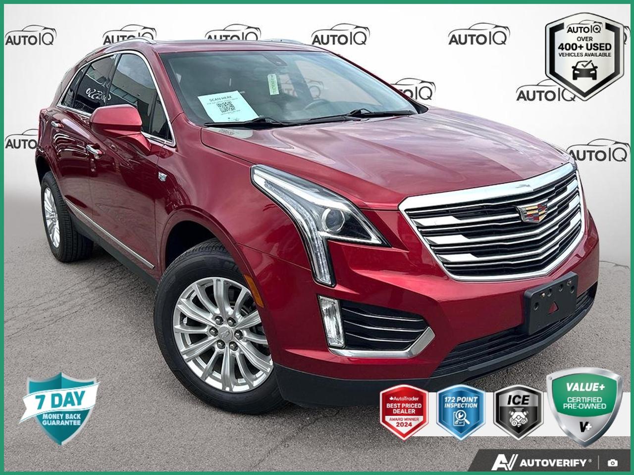 Recent Arrival!<br><br><br>Drivesense System Switch, Preferred Equipment Group 1SB, Teen Driver.<br><br>Red Metallic<br>2019 Cadillac XT5 Base Luxury | No Accidents 4D Sport Utility<br>3.6L V6 DI VVT 8-Speed Automatic<br>AWD<p> </p>

<h4>VALUE+ CERTIFIED PRE-OWNED VEHICLE</h4>

<p>
- 36-point Provincial Safety Inspection<br>
- 172-point inspection combined mechanical, aesthetic, functional inspection including a vehicle report card<br>
- Warranty: 30 Days or 1500 KMS on mechanical safety-related items and extended plans are available<br>
- Complimentary CARFAX Vehicle History Report<br>
- 2X Provincial safety standard for tire tread depth<br>
- 2X Provincial safety standard for brake pad thickness<br>
- 7 Day Money Back Guarantee*<br>
- Market Value Report provided<br>
- Complimentary 3 months SIRIUS XM satellite radio subscription on equipped vehicles<br>
- Complimentary wash and vacuum<br>
- Vehicle scanned for open recall notifications from manufacturer
</p>

<p>SPECIAL NOTE: This vehicle is reserved for AutoIQs retail customers only. Please, No dealer calls. Errors & omissions excepted.</p>

<p>*As-traded, specialty or high-performance vehicles are excluded from the 7-Day Money Back Guarantee Program (including, but not limited to Ford Shelby, Ford mustang GT, Ford Raptor, Chevrolet Corvette, Camaro 2SS, Camaro ZL1, V-Series Cadillac, Dodge/Jeep SRT, Hyundai N Line, all electric models)</p>